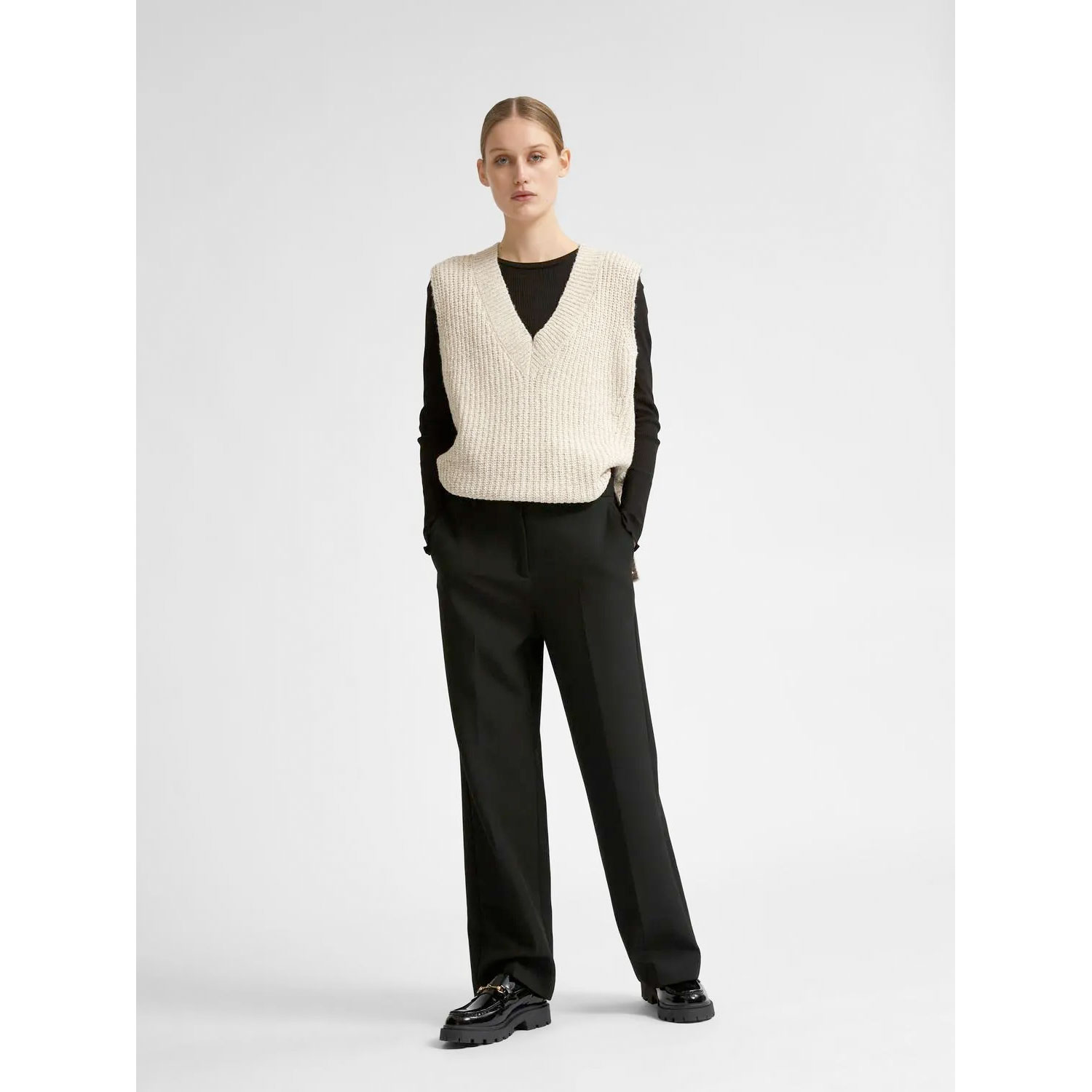 Selected Femme Rita Weite Hose Black 30"