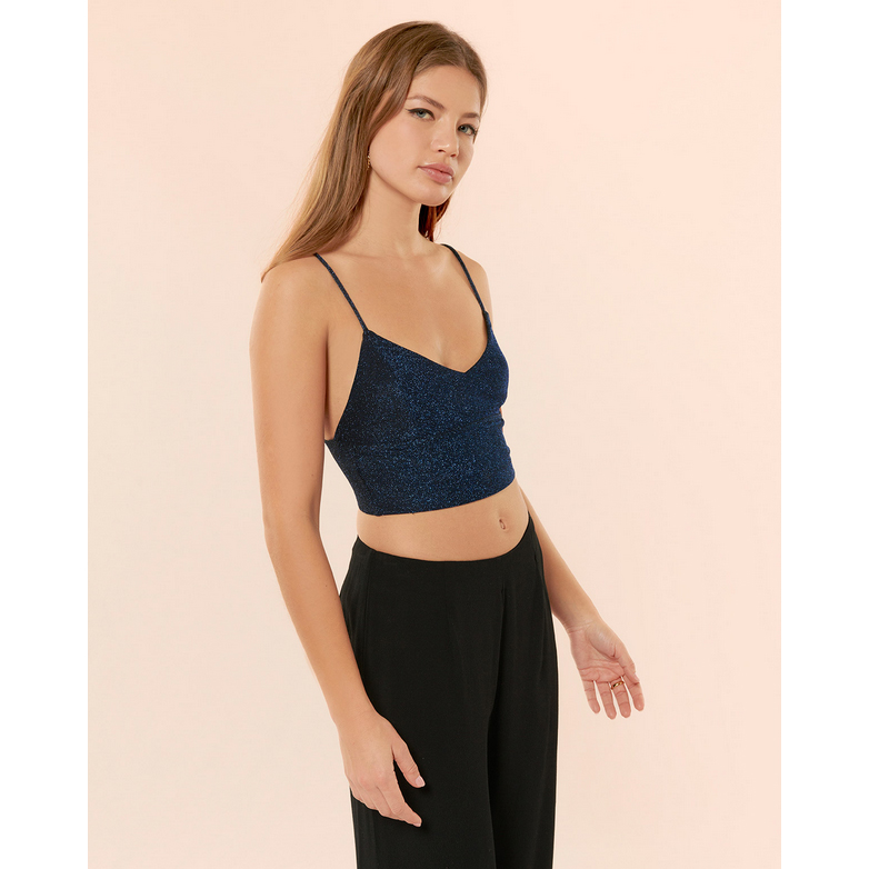 Karma Koma Roberto Karma Koma Top Blau Glitzer Model vorne