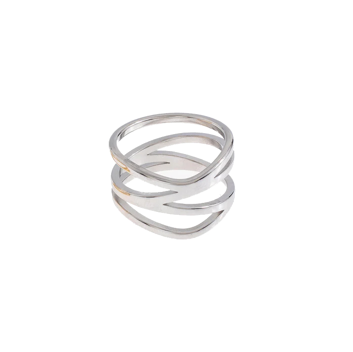 Rope Fingerring Edelstahl Silber