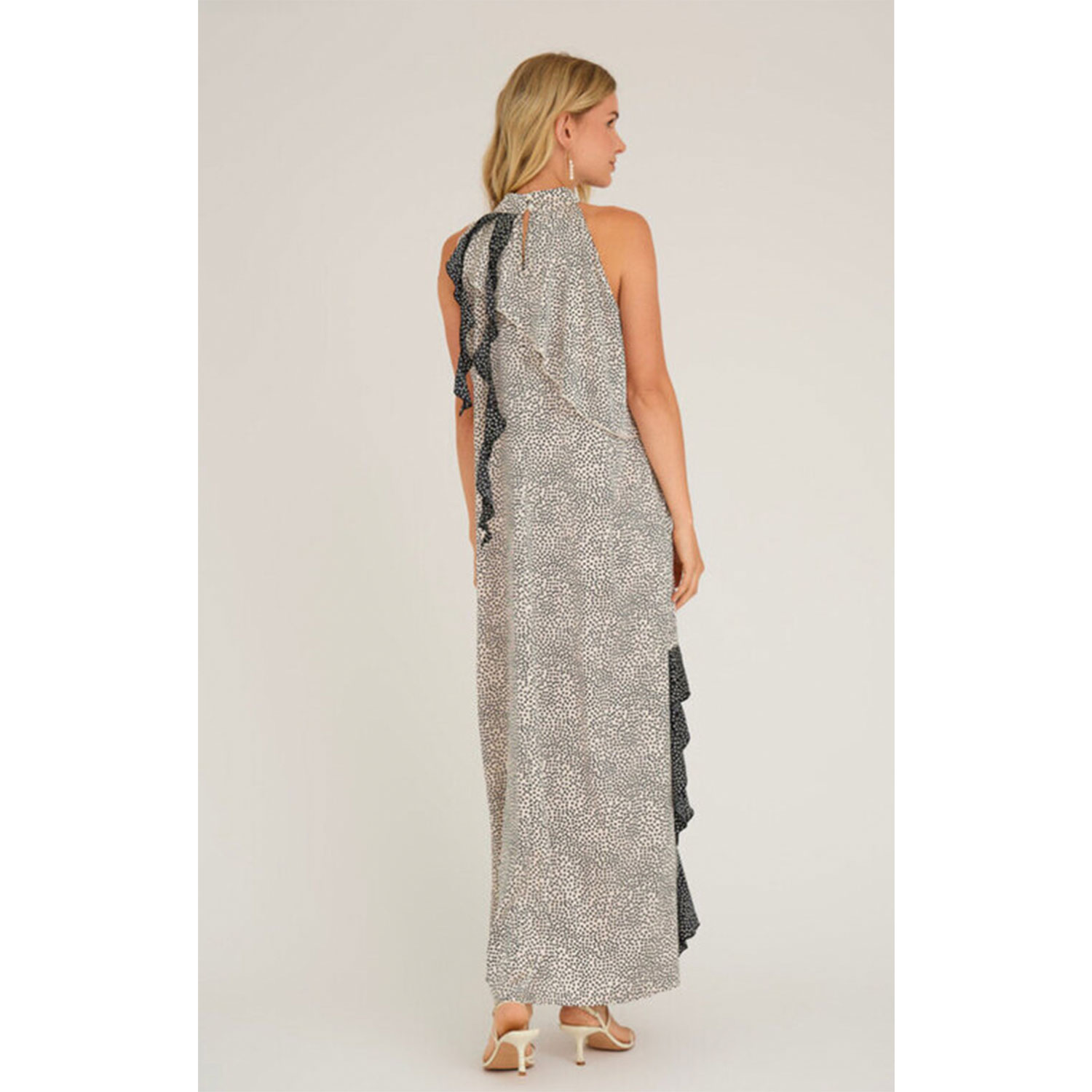 A-View Rose Dot Kleid Black White