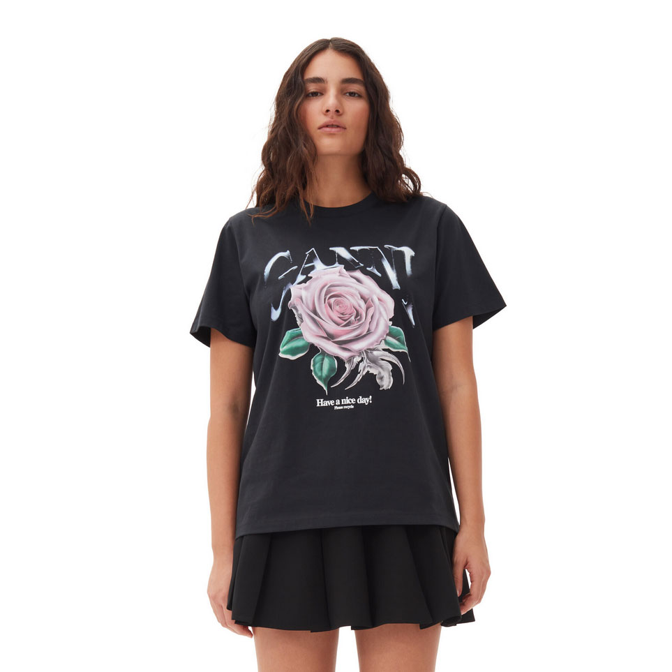 Ganni Rose Relaxed T-Shirt Phantom