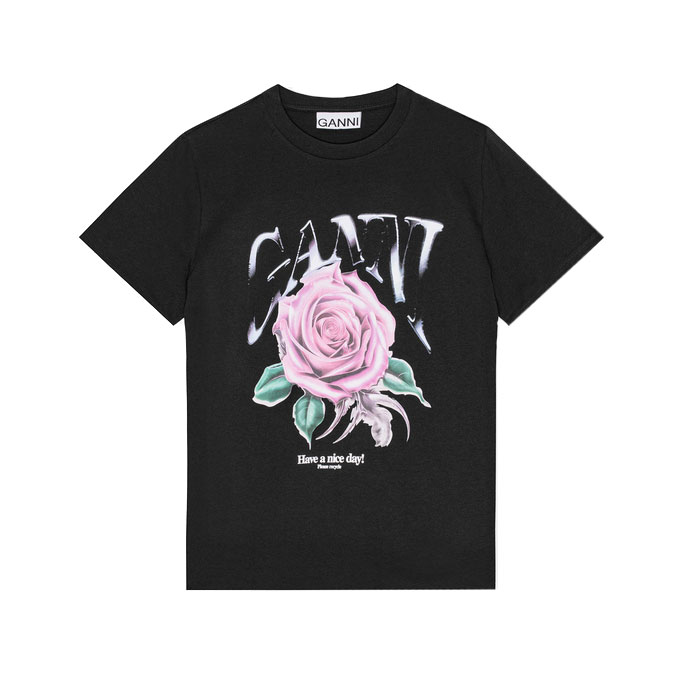 Ganni Rose Relaxed T-Shirt Phantom