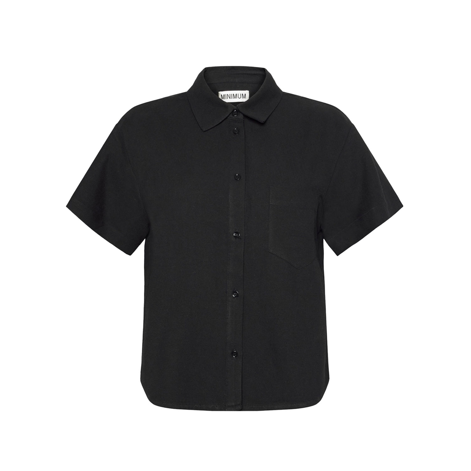 Minimum Sage Kurzarm Hemd mit Chemisekragen und Knopfleiste in Schwarz von Minimum. Vorne