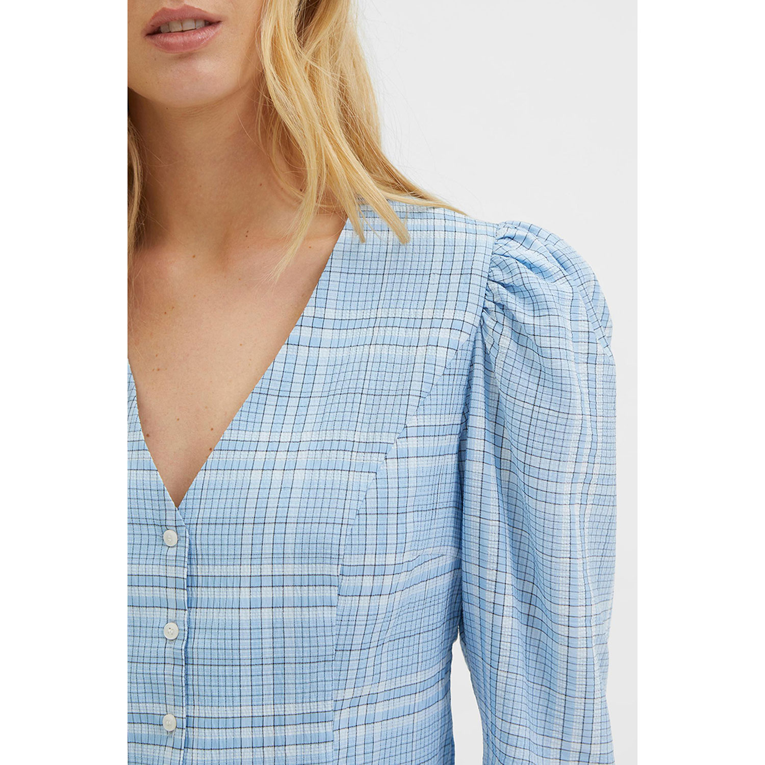 Selected Femme Brianna Bluse Blue Bell Check