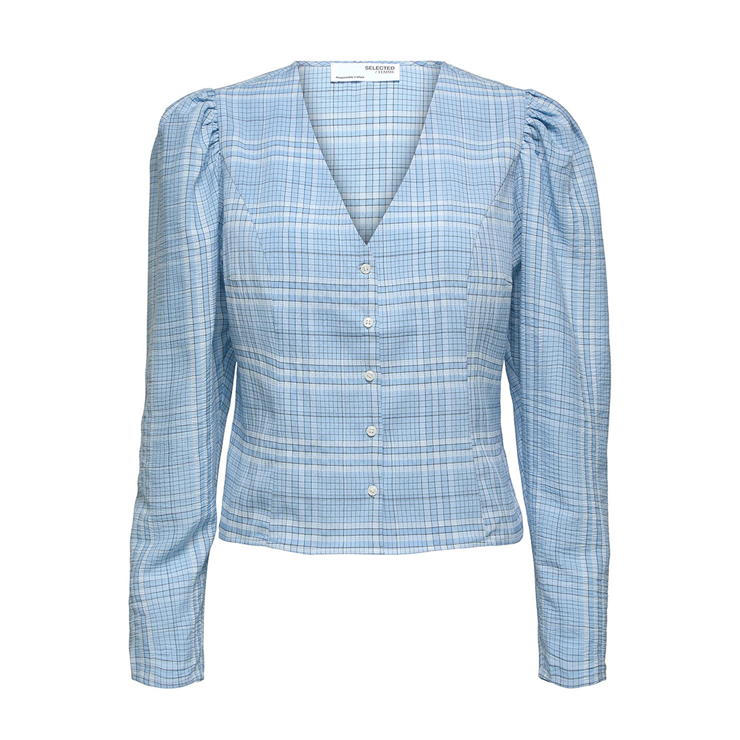 Selected Femme Brianna Bluse Blue Bell Check