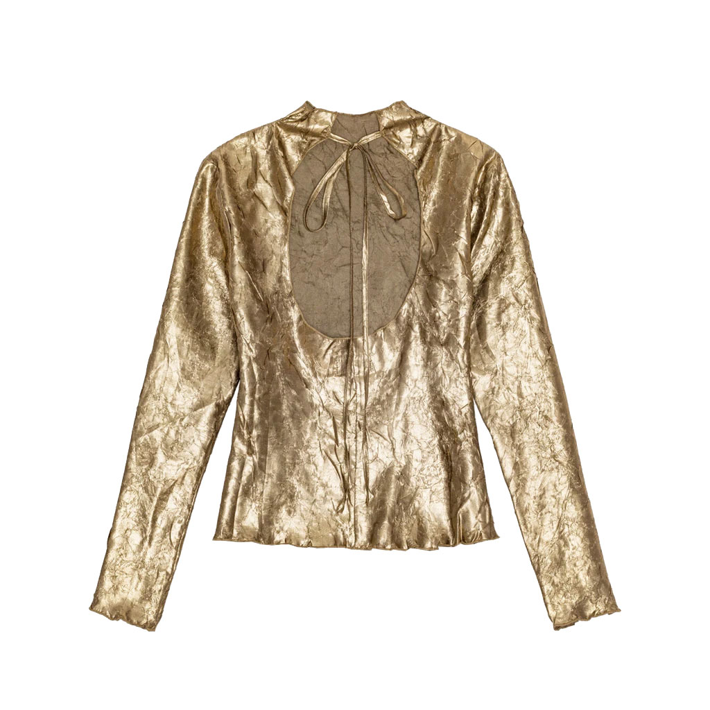 Ganni Shibori Bluse in Gold von Ganni hinten