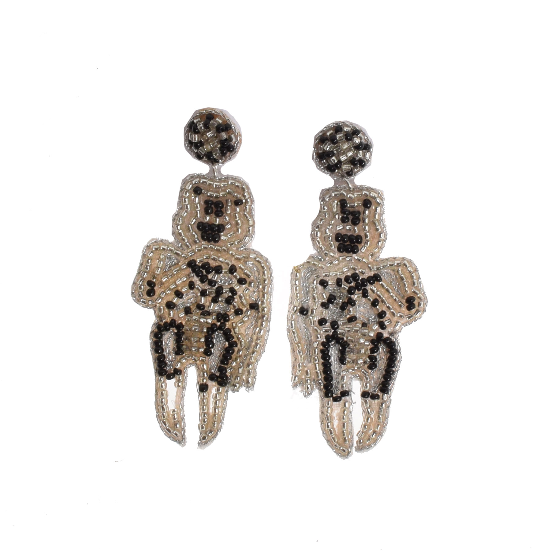 La Garçonne Bijoux Skelett Ohrstecker in Silber und Schwarz von La Garconne Bijoux vorne