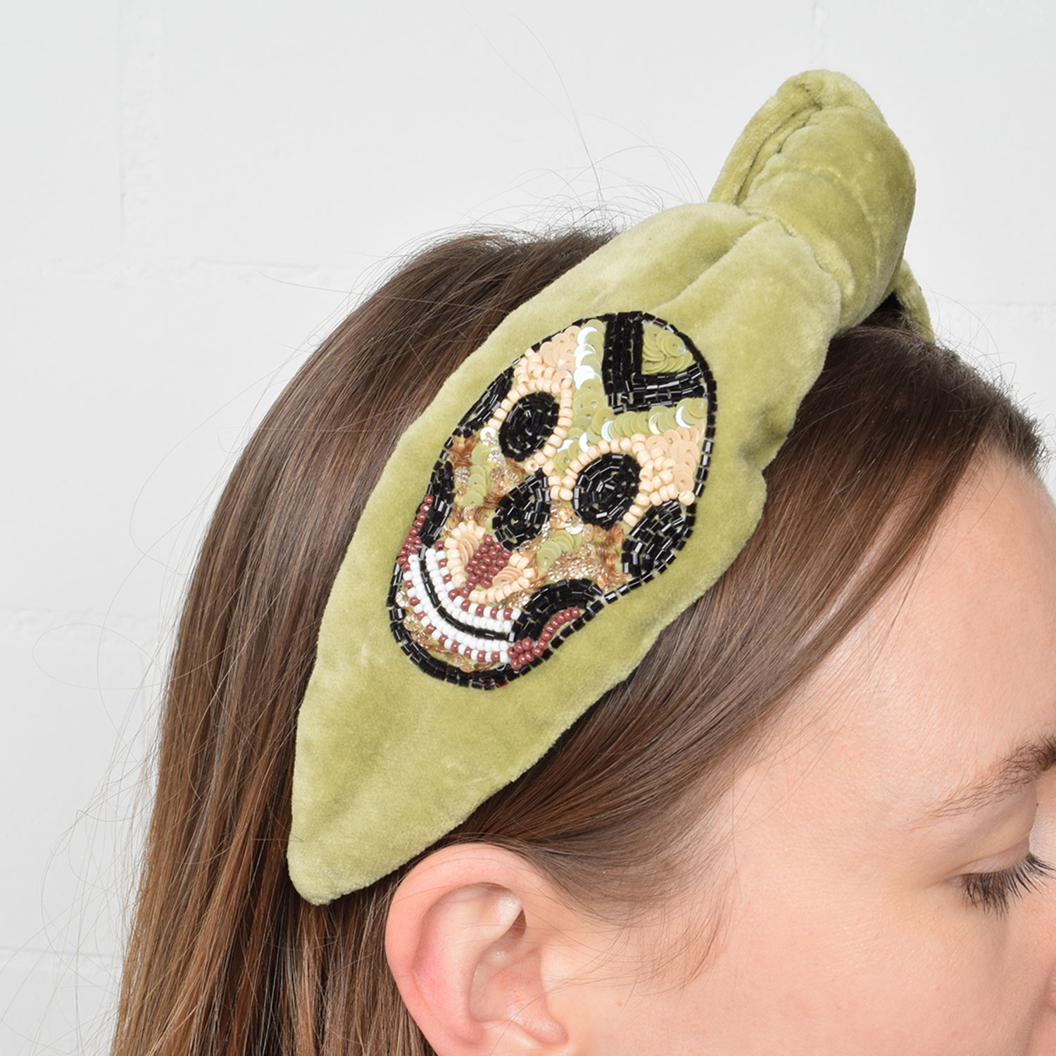 La Garçonne Accessoires Skull Haarreif Light Olive