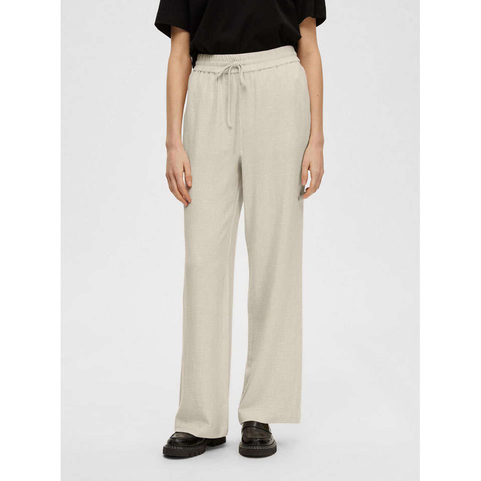 Selected Femme Viva Gulia Selected Femme Hose Beige Model vorne