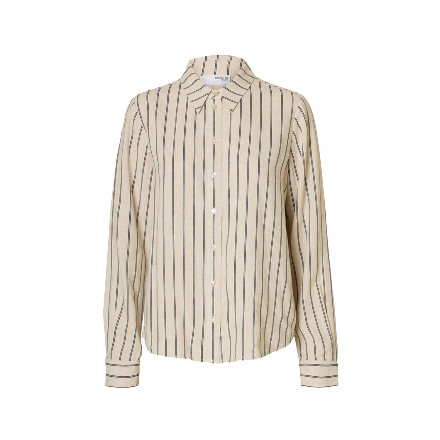 Selected Femme Viva Langarmbluse Sandshell Pin Stripe