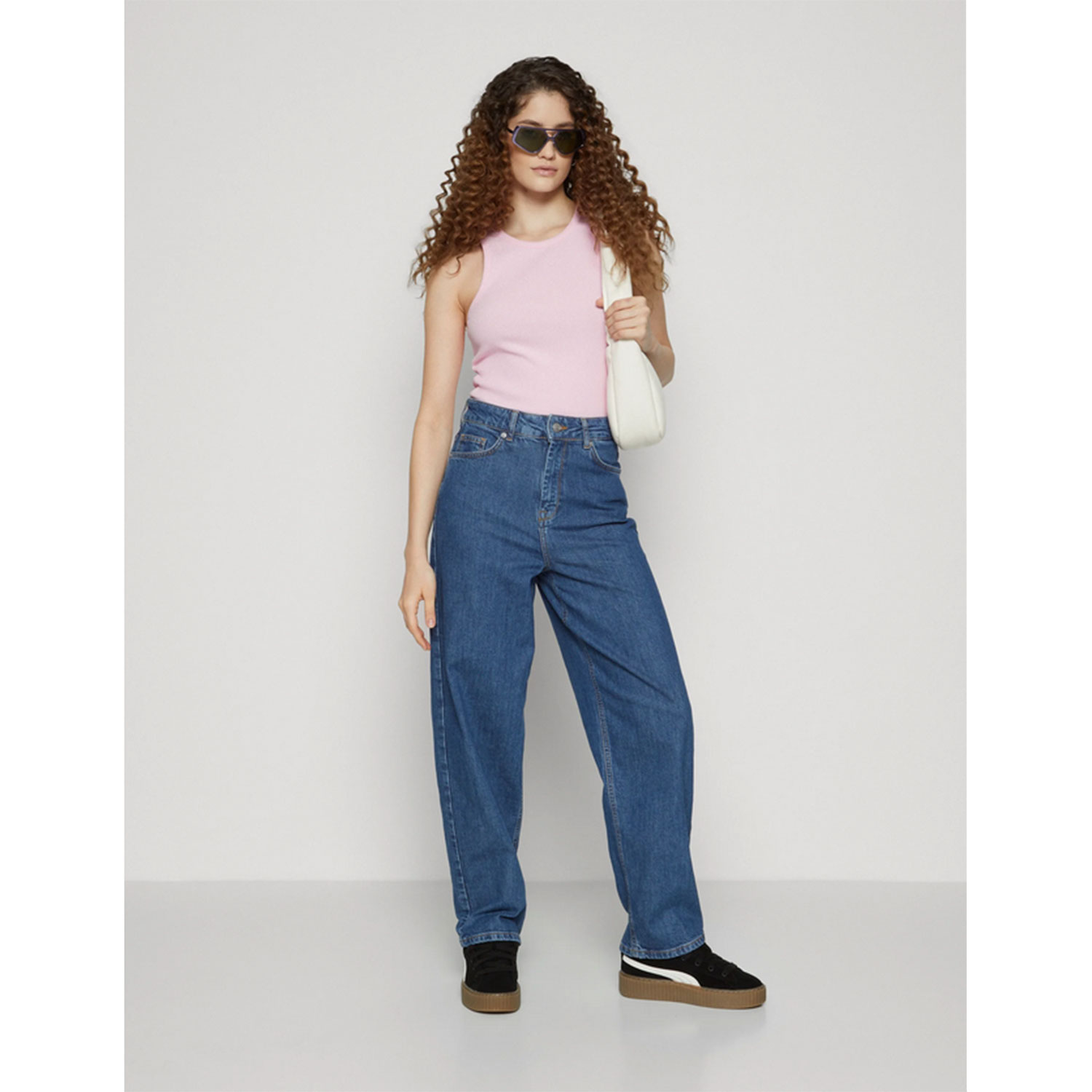 Selected Femme Bella Barrel Jeans Medium Blue Denim