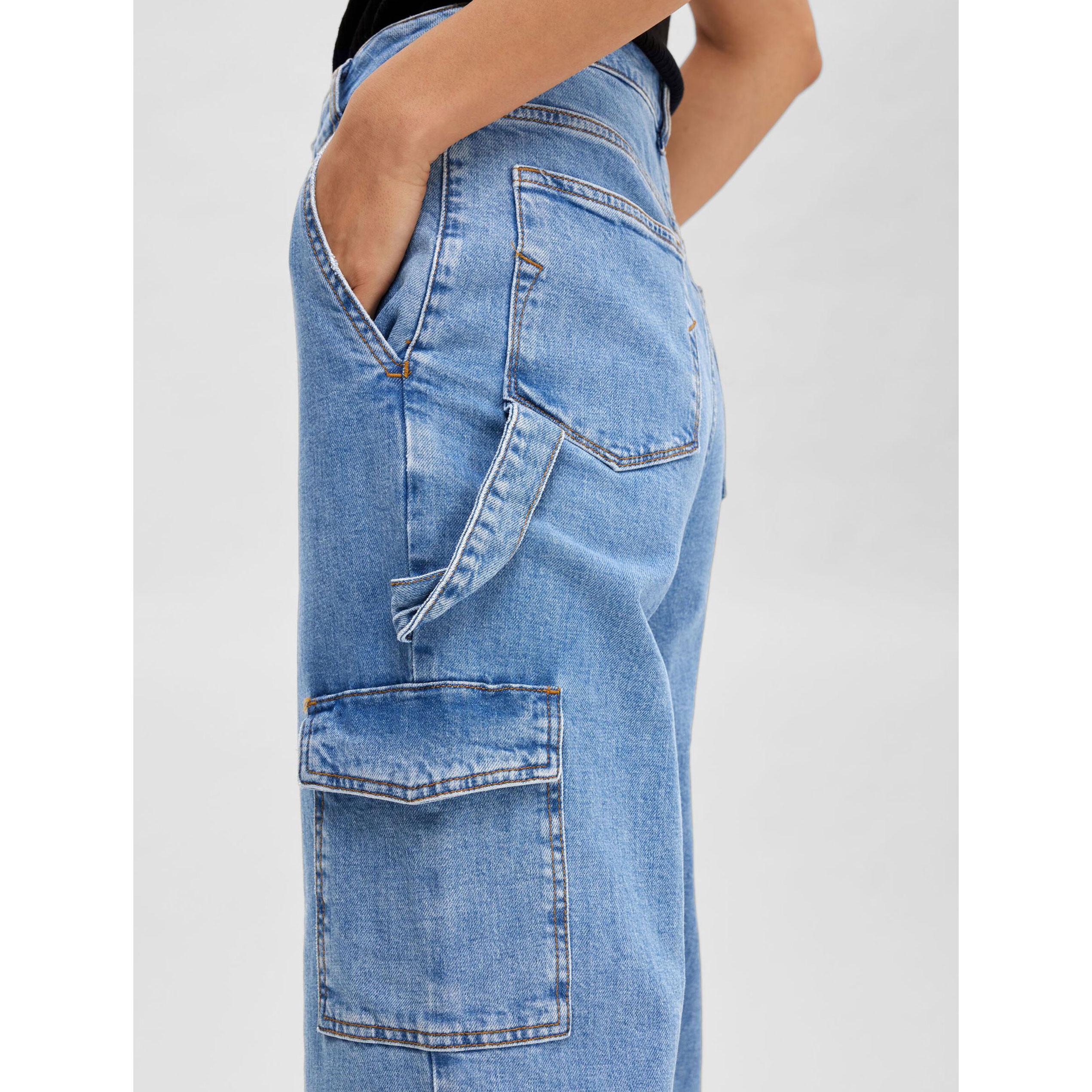 Selected Femme Betty Cargo Jeans Light Blue Denim