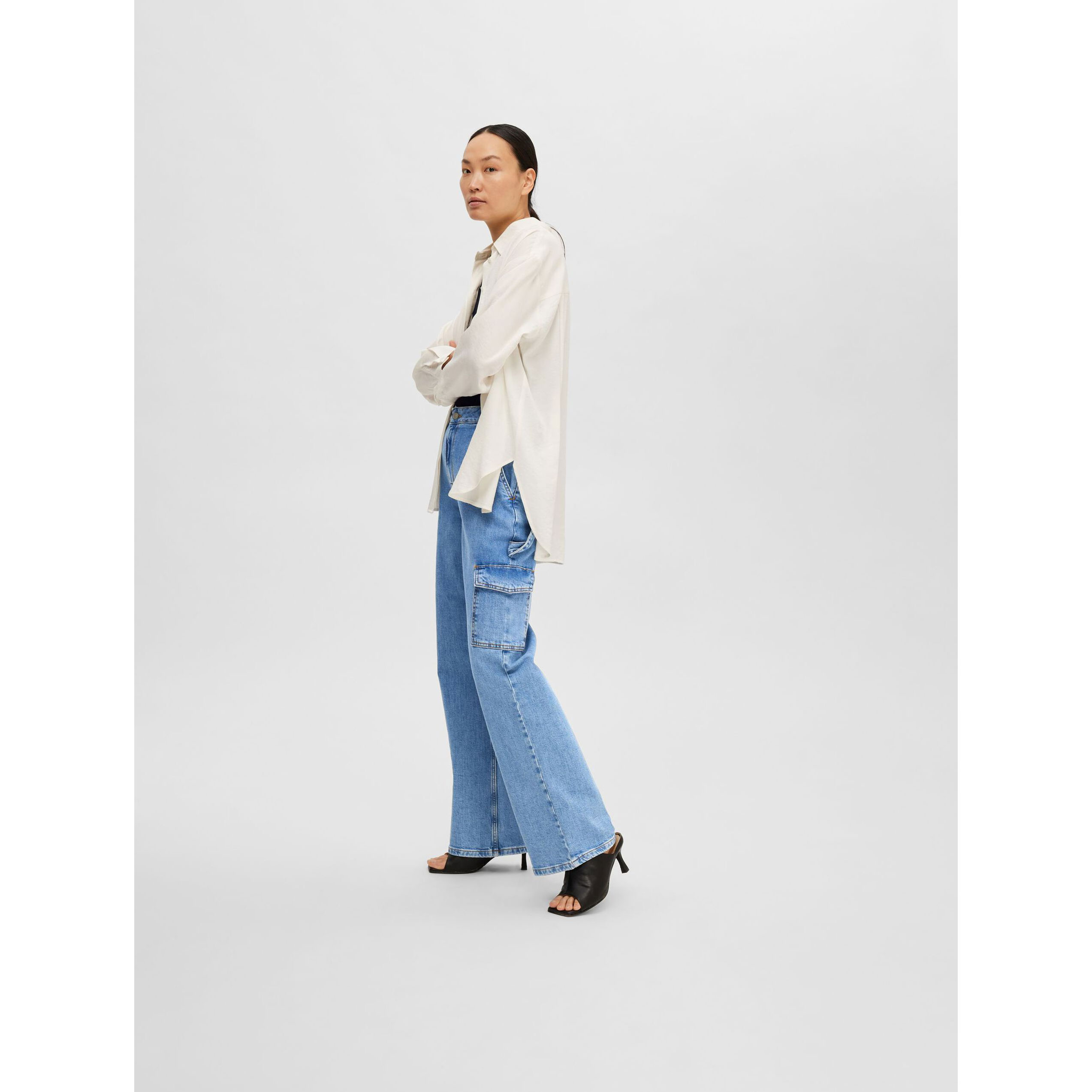 Selected Femme Betty Cargo Jeans Light Blue Denim