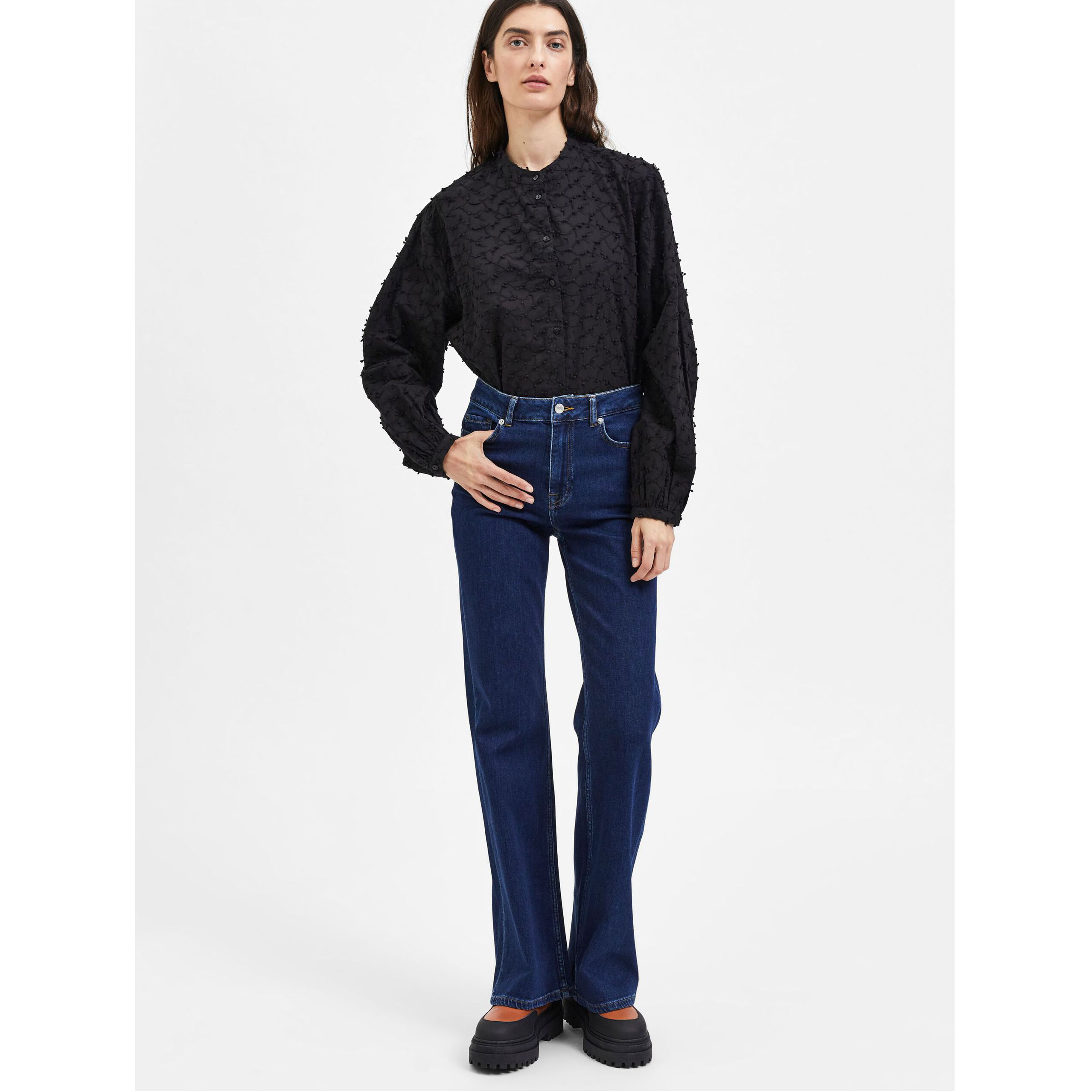 Selected Femme Brigitte Bootcut Jeanshose Dark Blue Denim