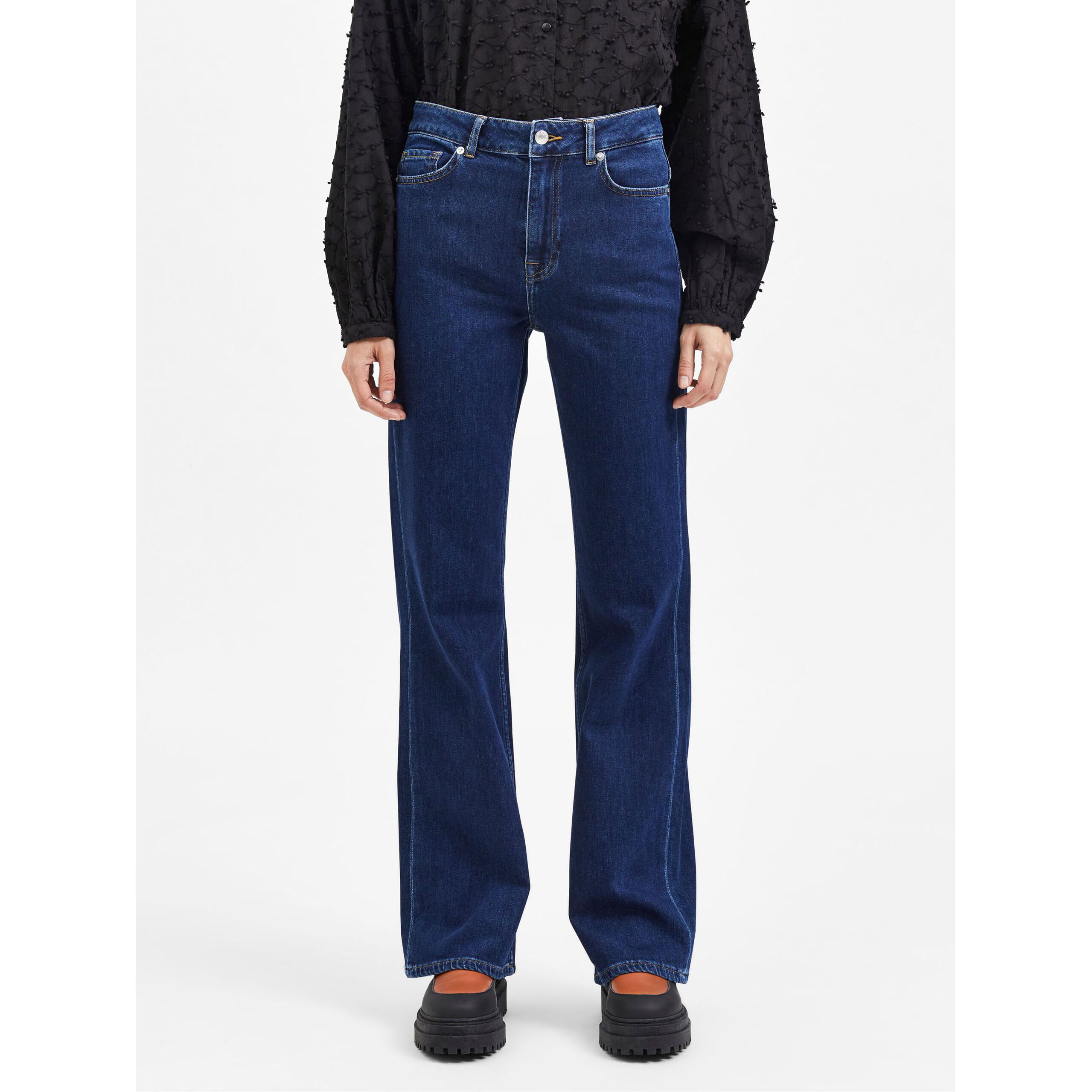 Selected Femme Brigitte Bootcut Jeanshose Dark Blue Denim