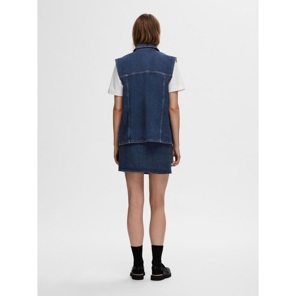 Selected Femme Clair Selected Femme Weste Medium Blue Denim Model hinten