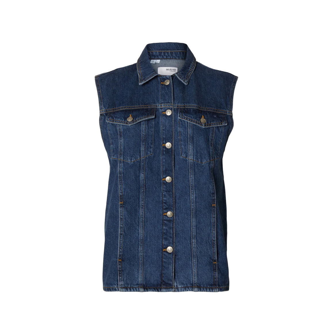 Selected Femme Clair Selected Femme Weste Medium Blue Denim vorne
