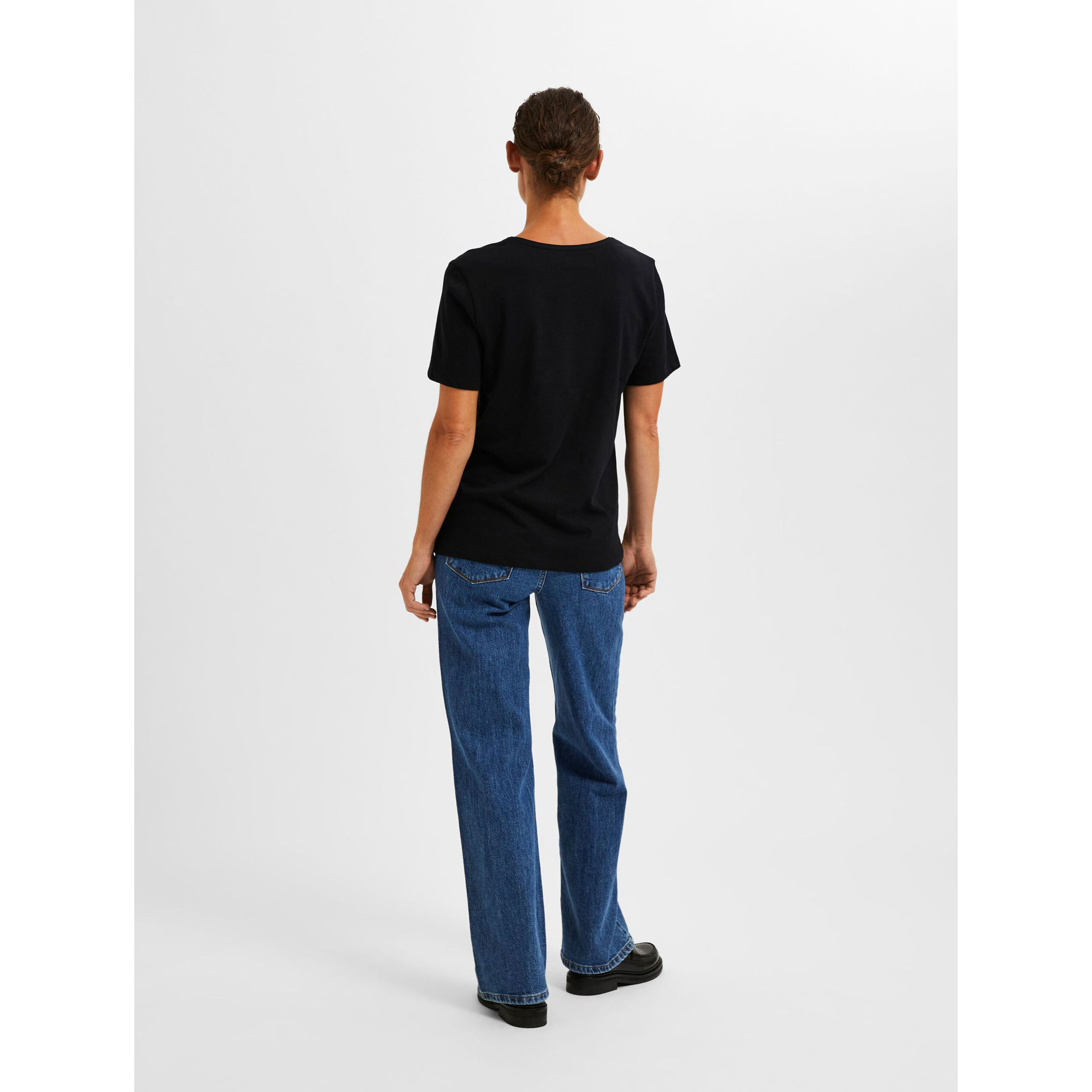 Selected Femme Essential V-Neck T-Shirt Black