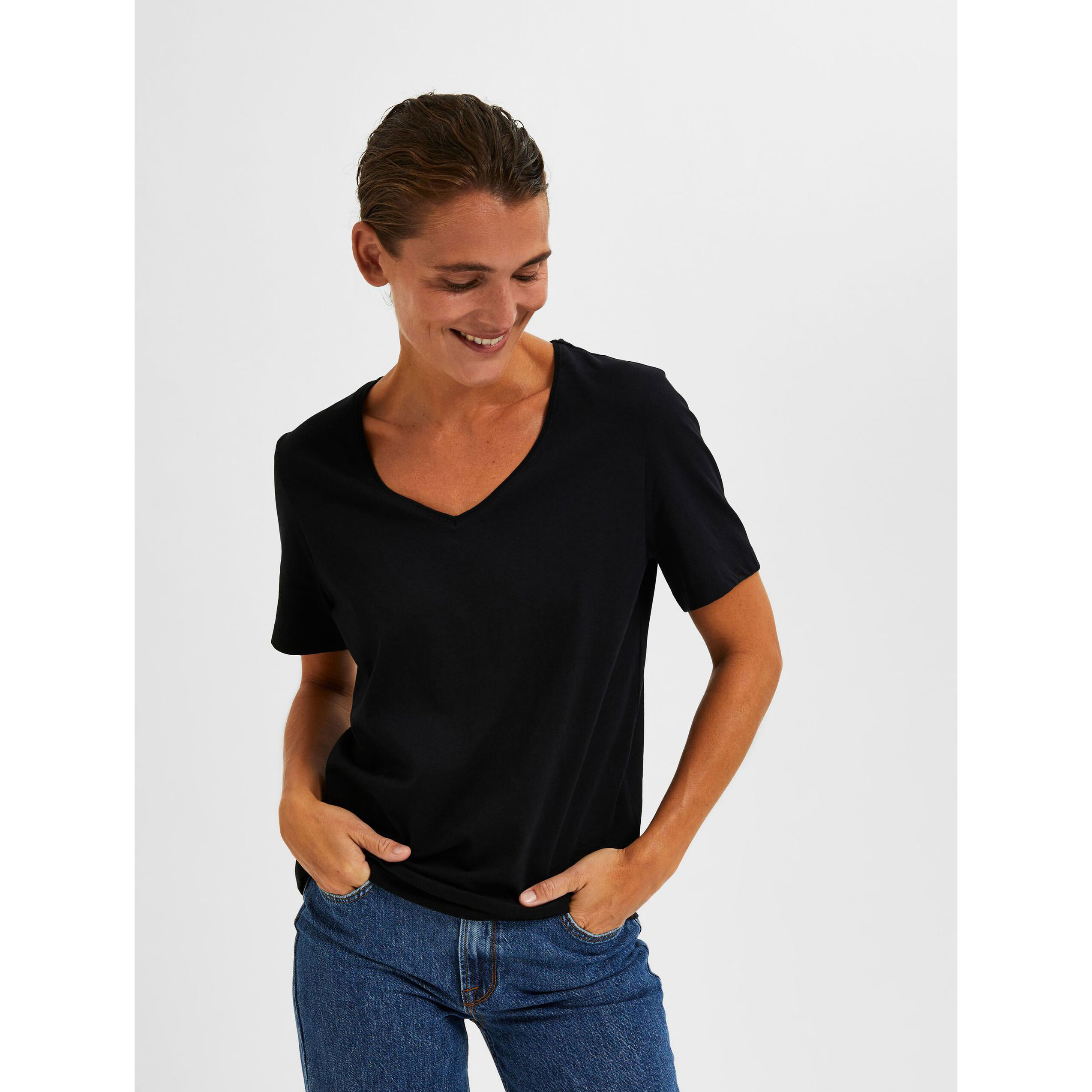 Selected Femme Essential Selected Femme T-Shirt Schwarz Model vorne