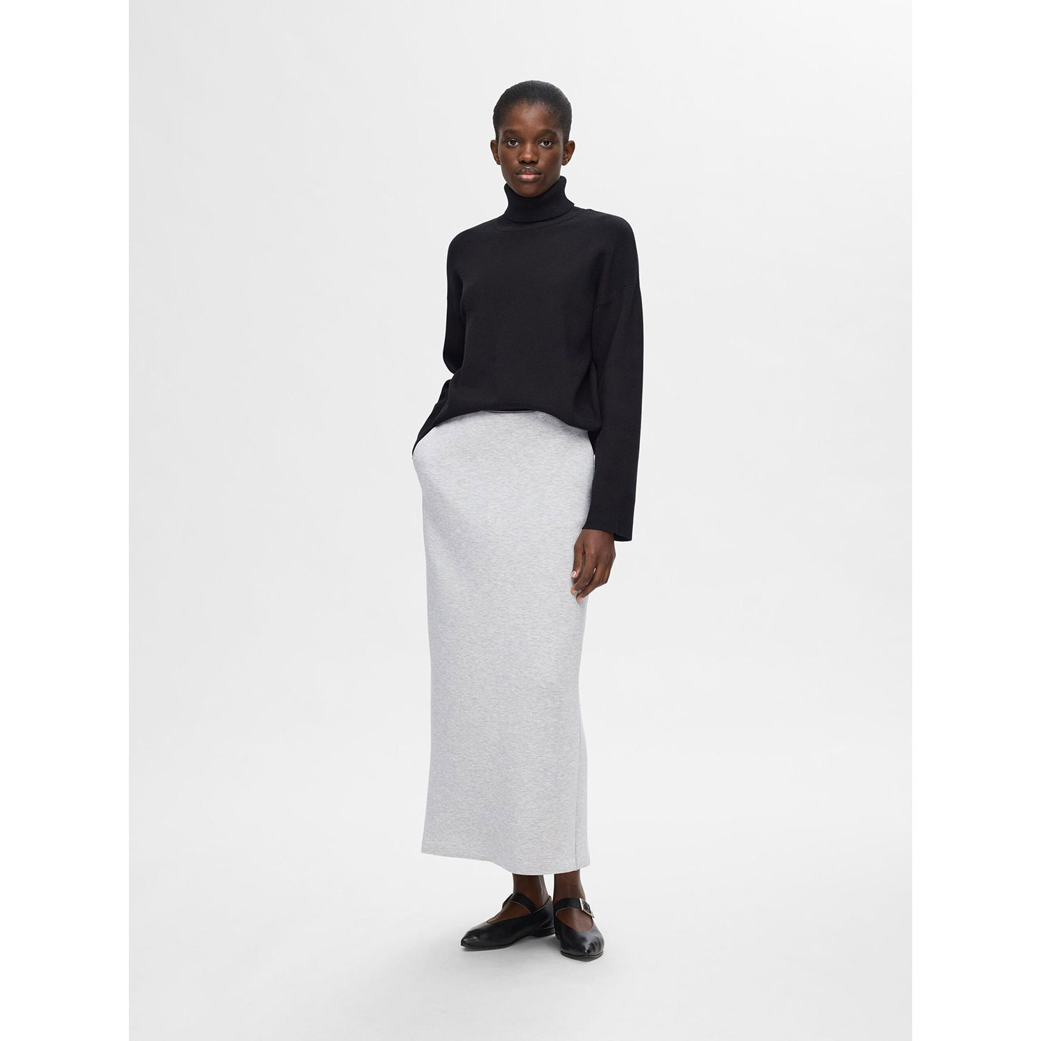 Selected Femme Jamila Jupe Light Grey Melange