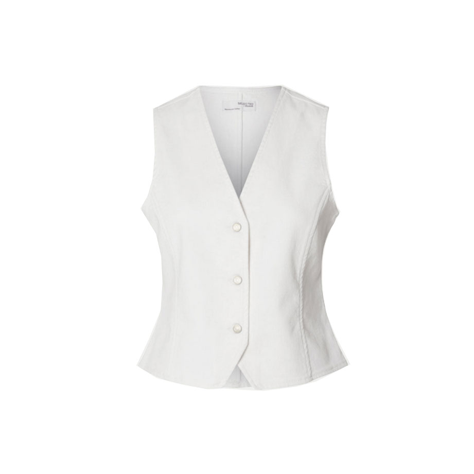 Selected Femme Lexia Selected Femme Weste Ecru Vorne