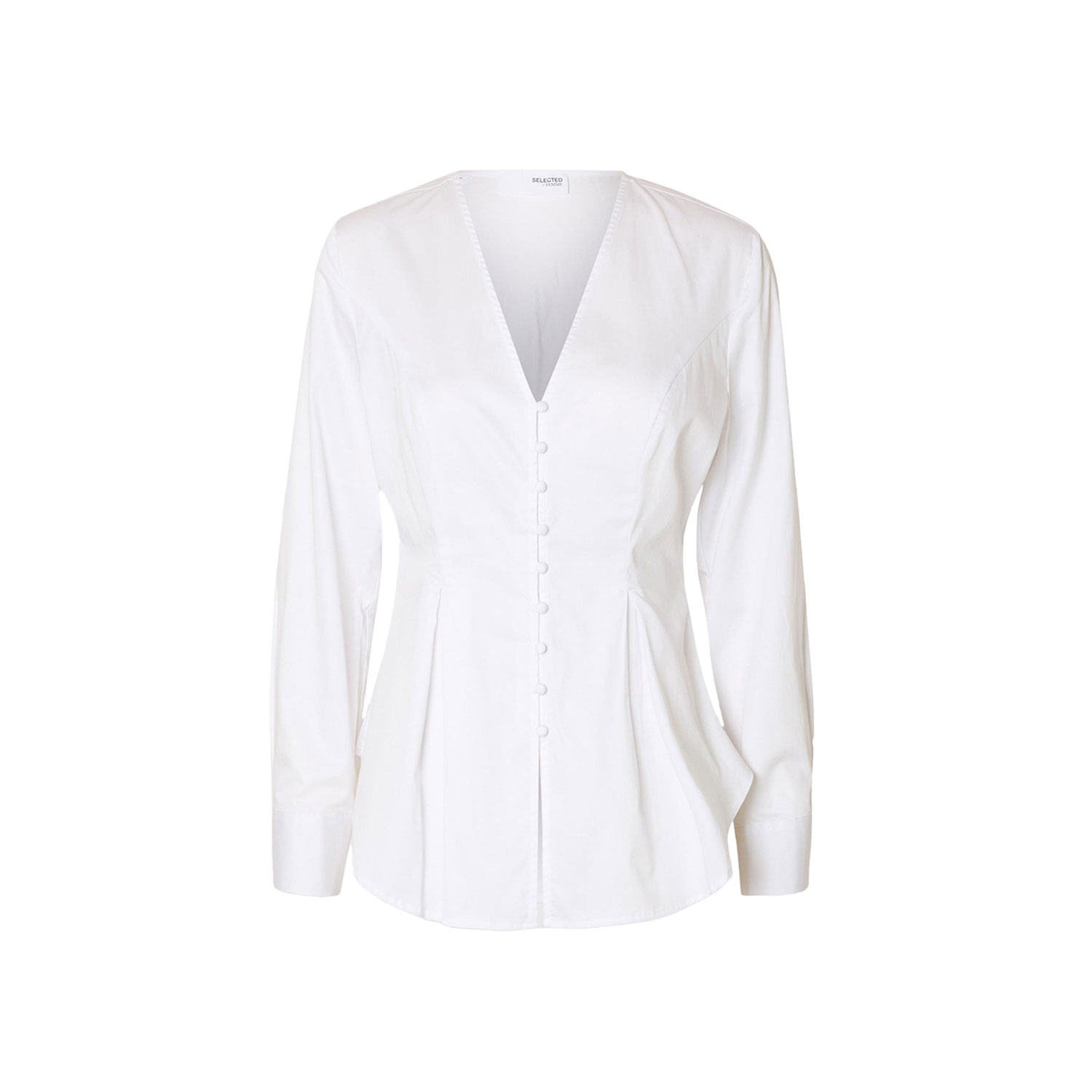 Selected Femme Naja Taillierte Bluse mit V-Ausschnitt und Knopfleiste vorne von Selected Femme vorne