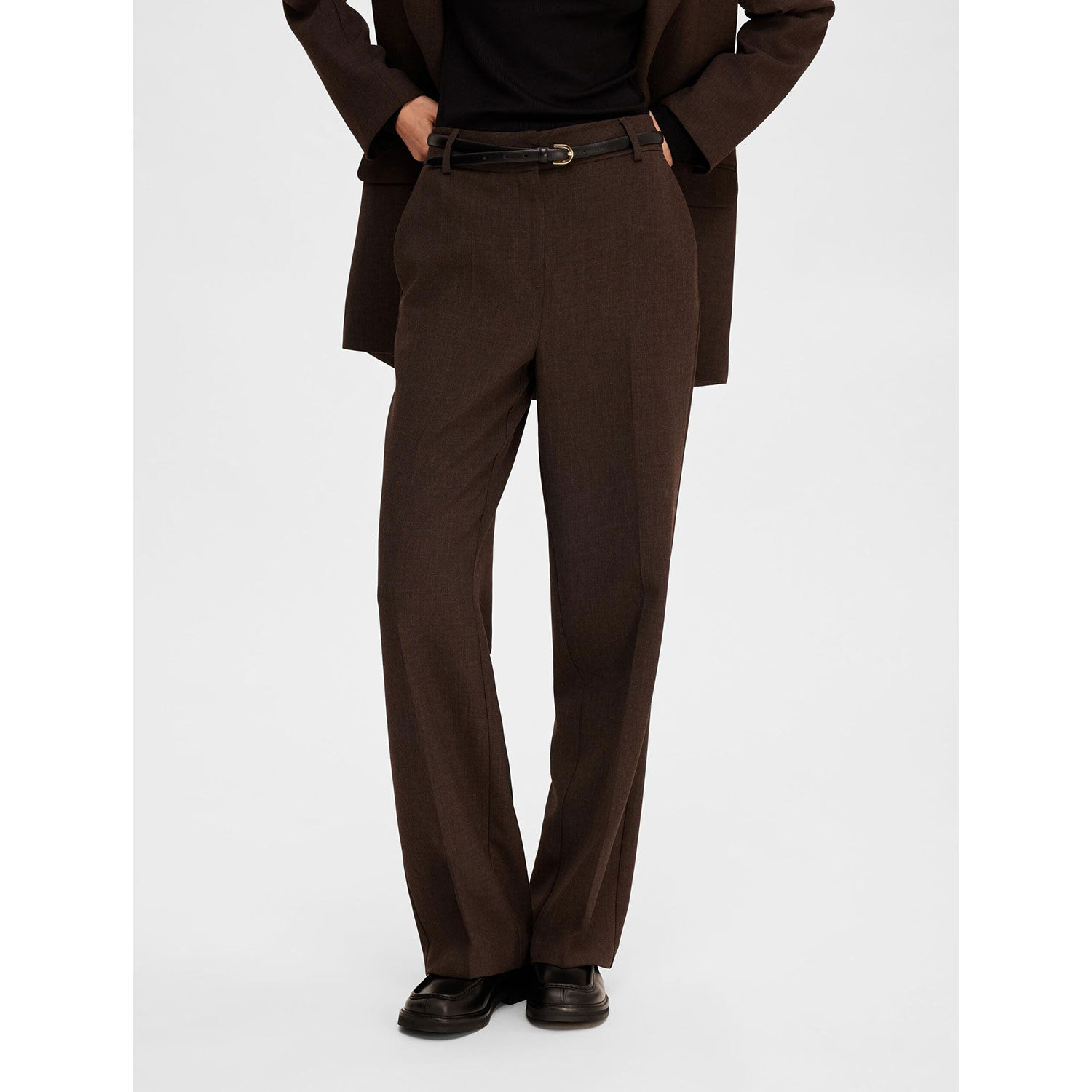 Selected Femme Rita Selected Femme Hose Braun Model vorne