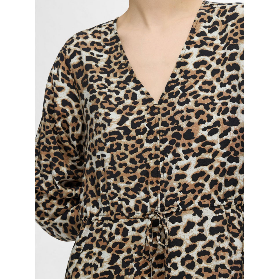 Selected Femme Salli-Damina Selected Femme Kleid mit Leopardendruck Model Detail