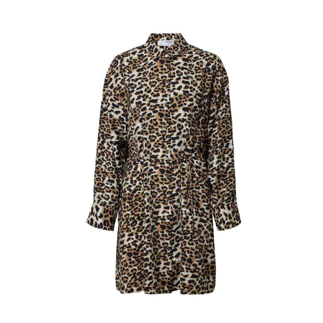 Selected Femme Salli Selected Femme Kleid mit Leopardenmuster vorne