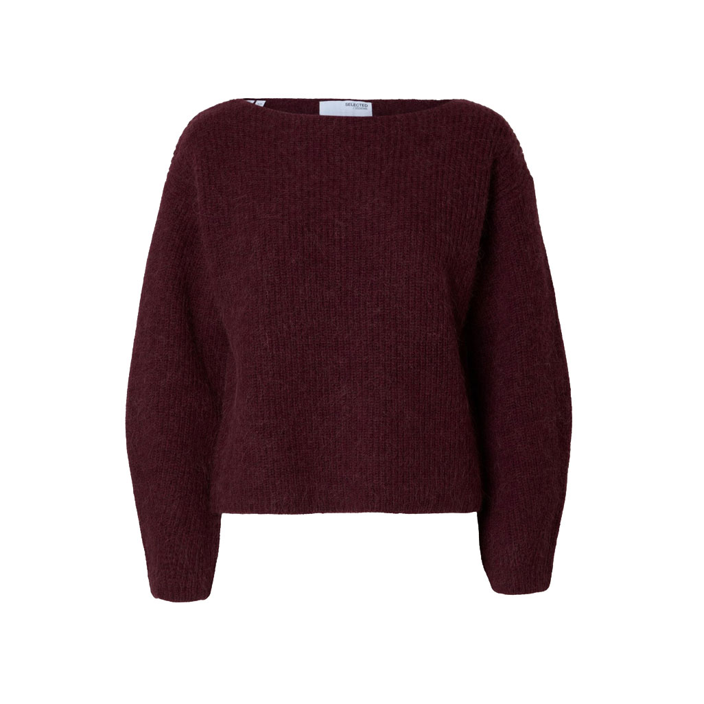 Selected Femme Sine Pullover in Bordeaux von Selected Femme vorne