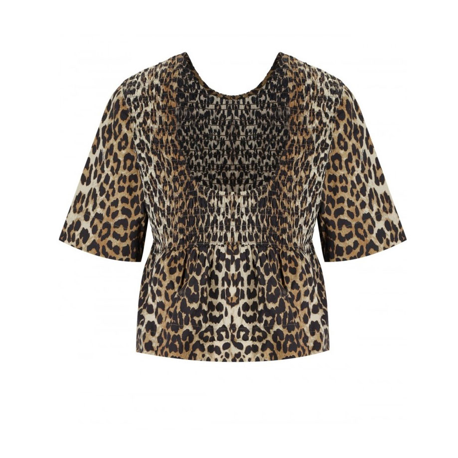 Ganni Smock Ganni Bluse mit Leopardenmuster hinten