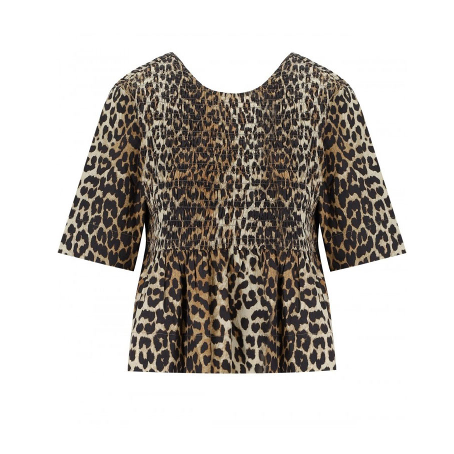 Ganni Smock Bluse Leopard