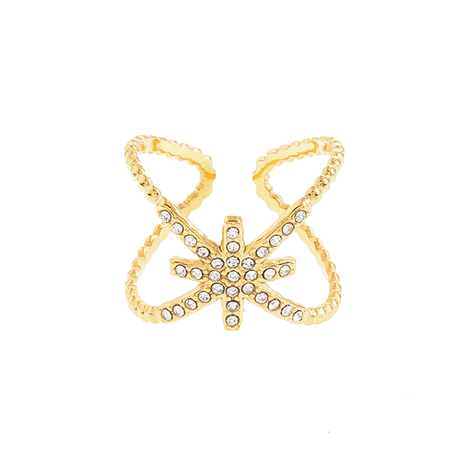 Star Zirconia Fingerring Edelstahl Gold