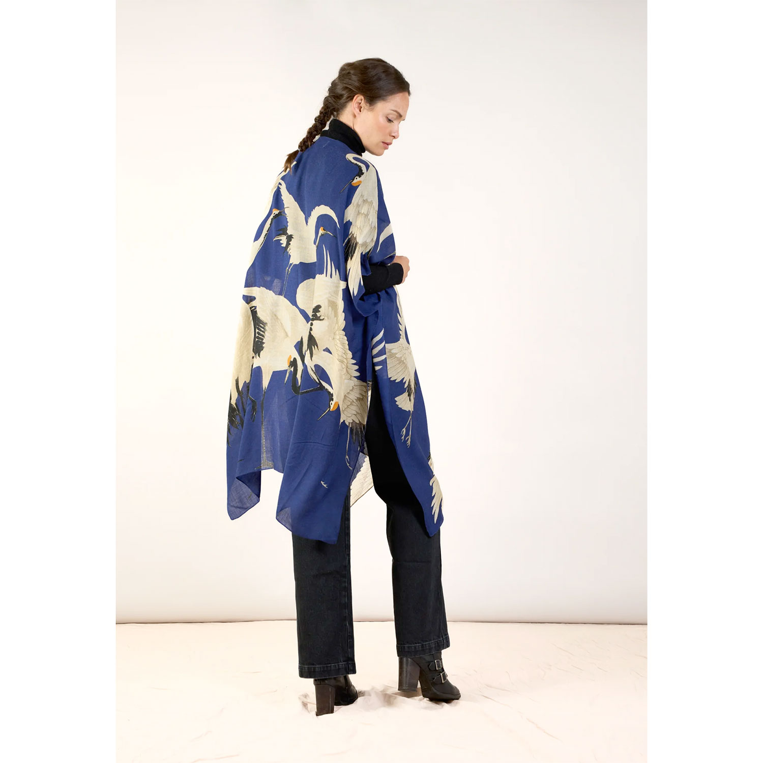 One Hundred Stars Throwover Wool Stork Royal Blue Grey