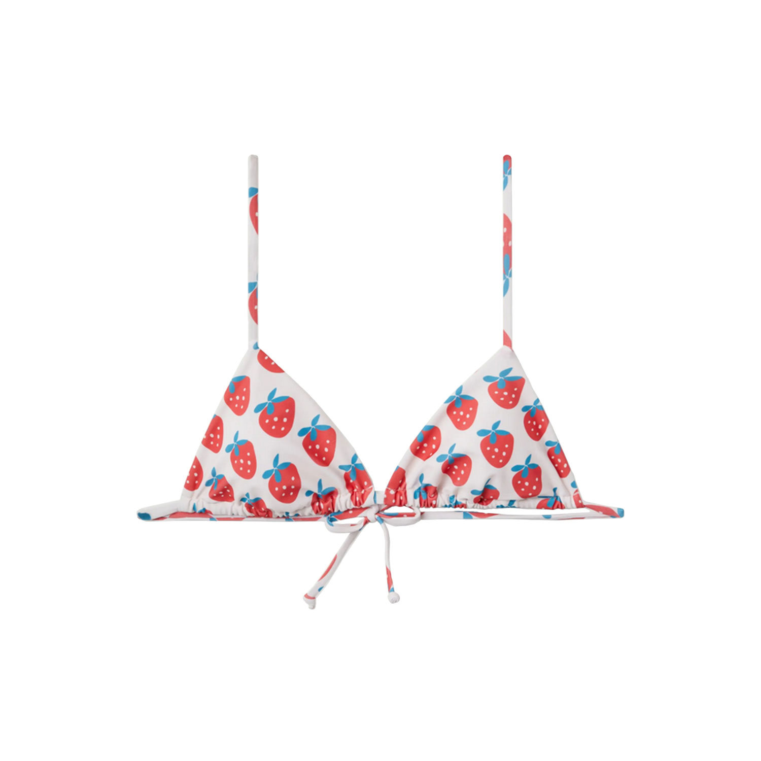 Compañia Fantastica Triangel-Bikinioberteil mit verstellbaren, dünnen Trägern mit sommerlichem Erdbeer-Print von Compañia Fantastica. Vorne