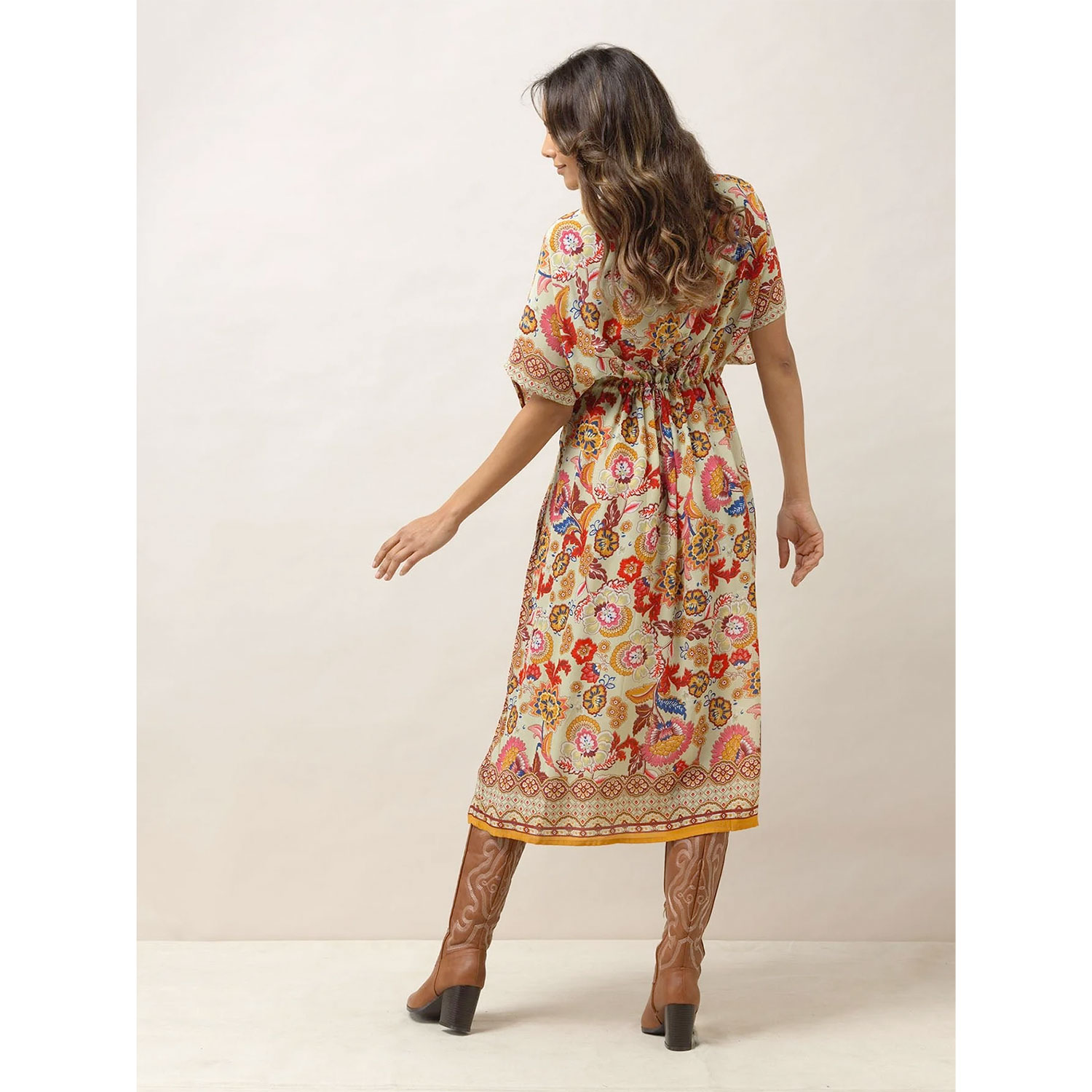 One Hundred Stars String Dress Indian Flower Taupe