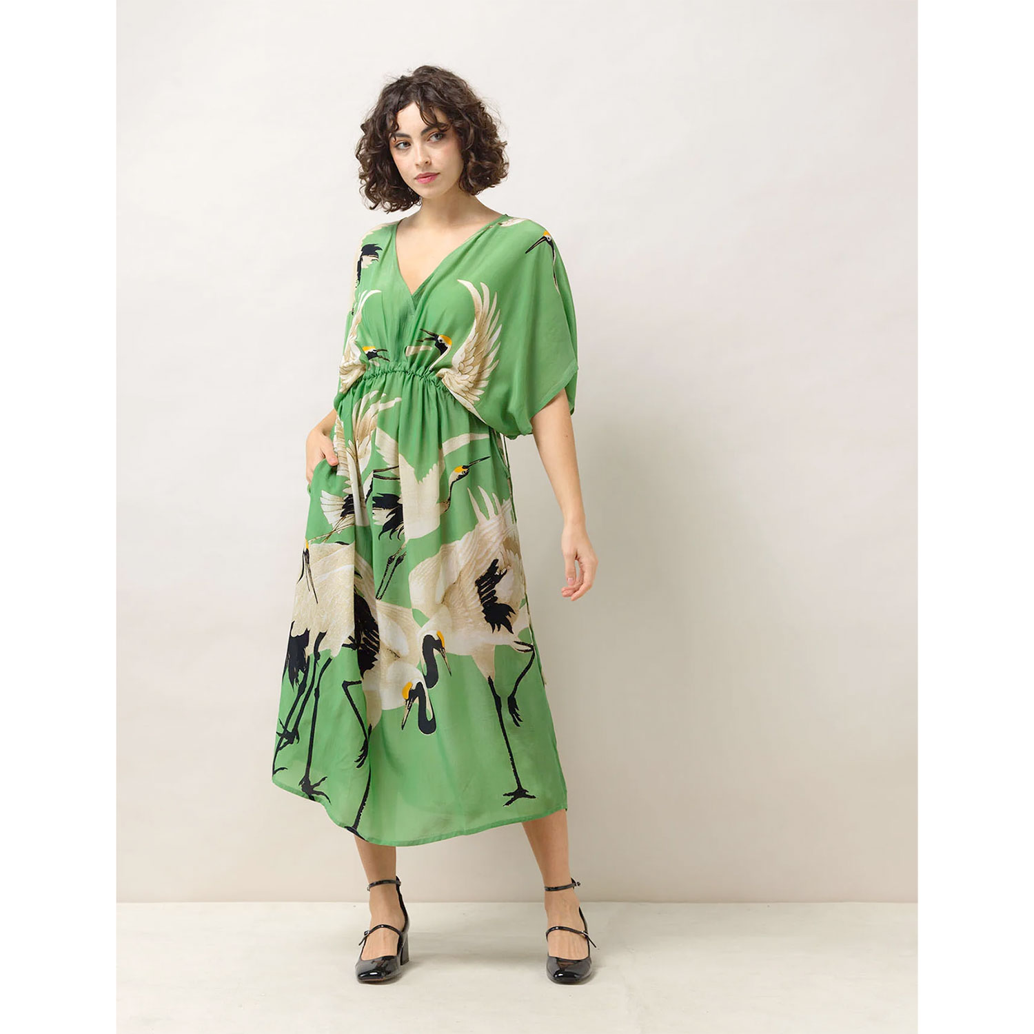 String Dress Stork Pea Green