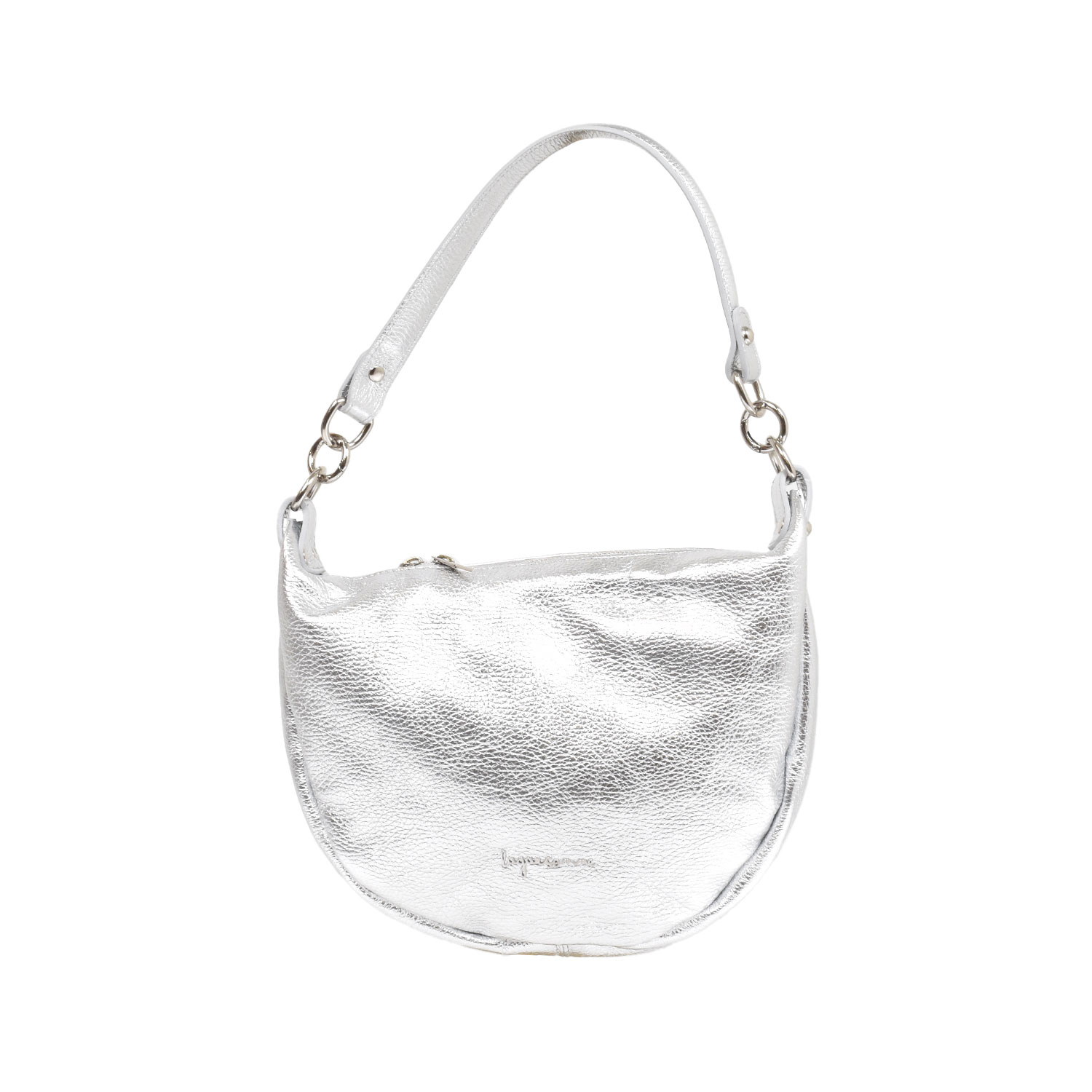 La Garçonne Accessoires Tamika Hobo Tasche in Silber aus echtem Leder von La Garçonne Accessoires vorne