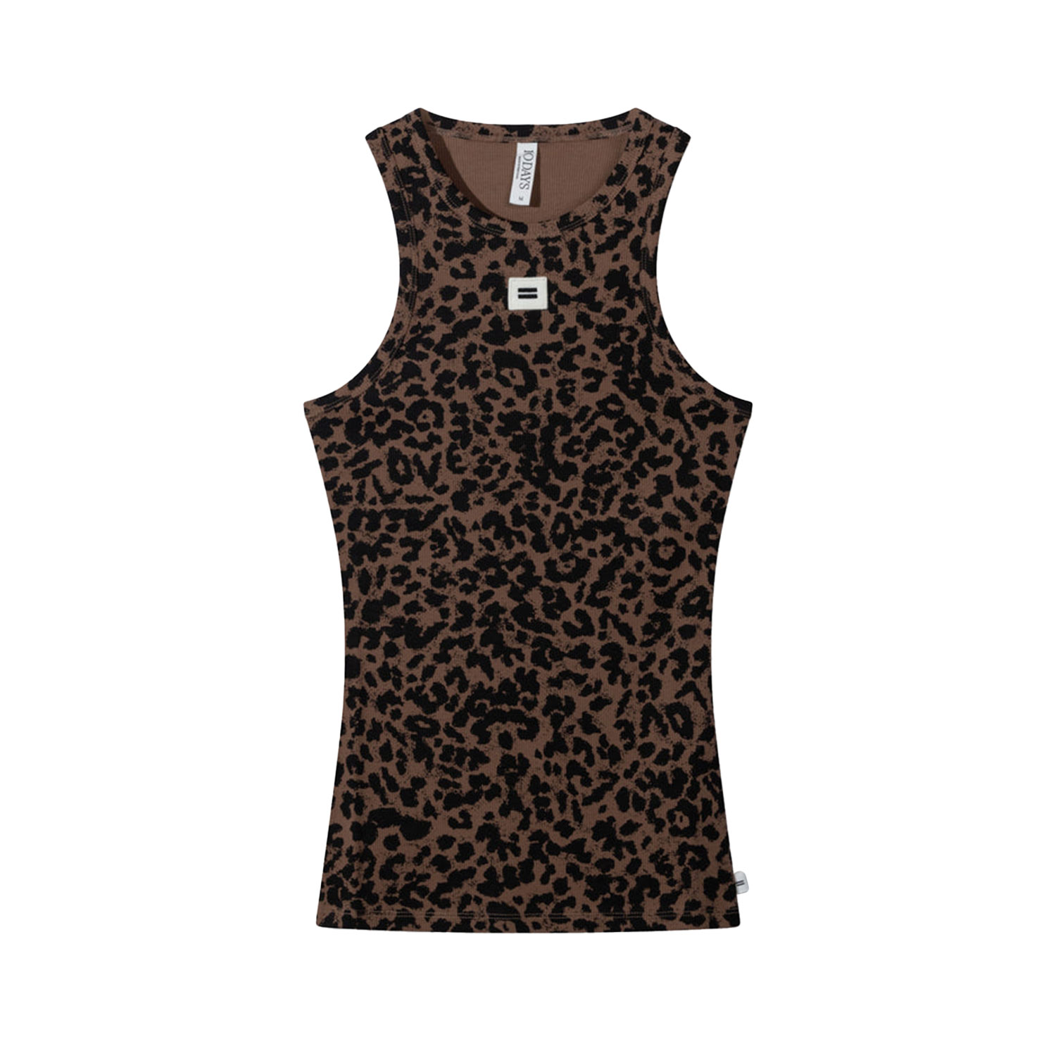 10DAYS Rib Leopard Tank Top Dark Fudge