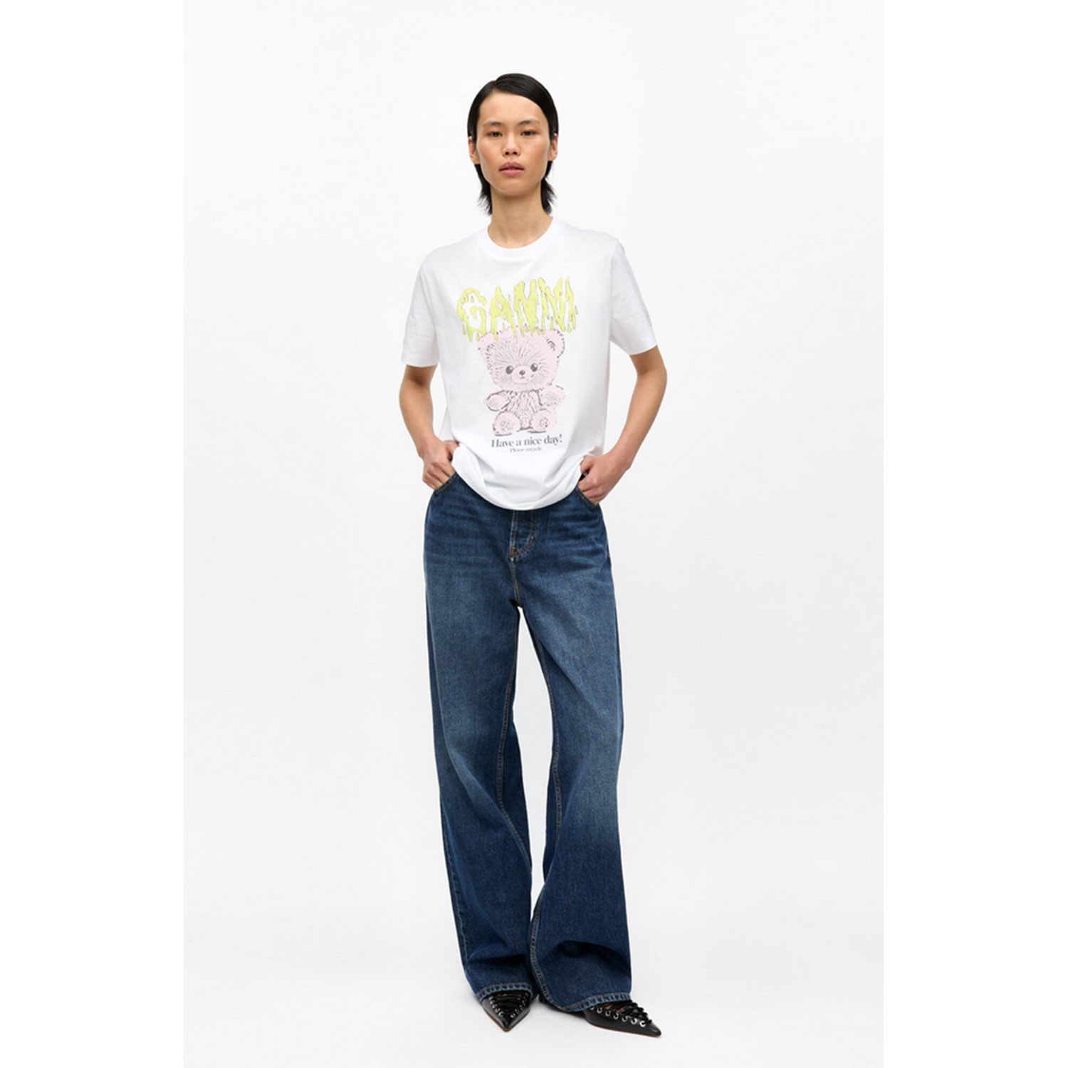 Ganni Teddy Relaxed T-Shirt Bright White