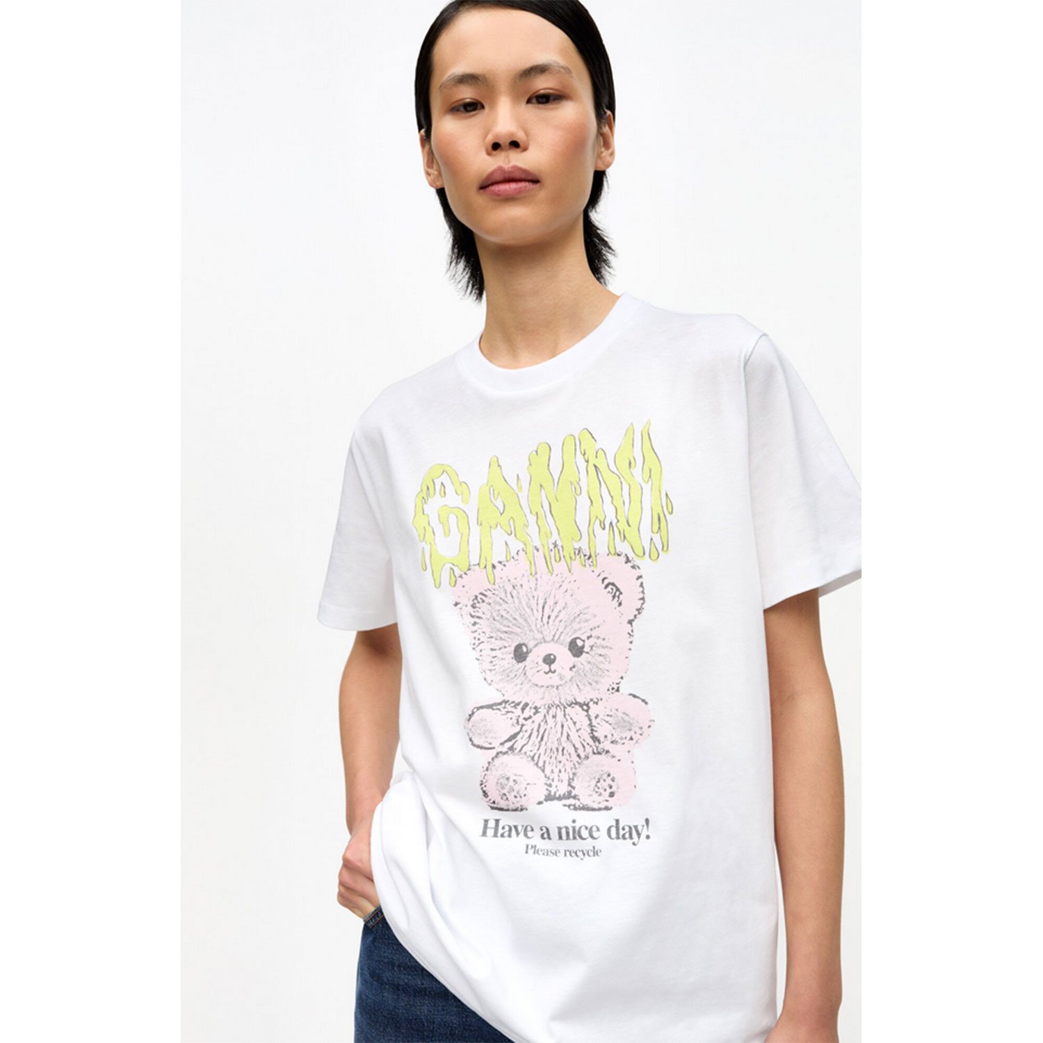 Ganni Teddy Relaxed T-Shirt Bright White