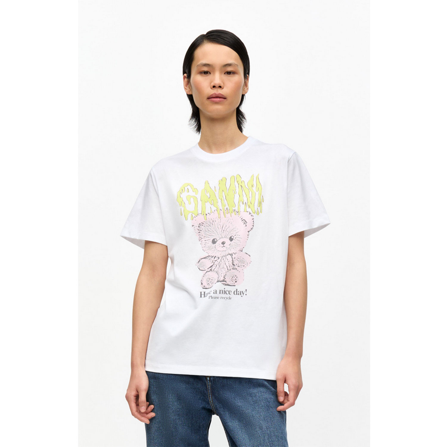 Ganni Teddy Relaxed T-Shirt Bright White