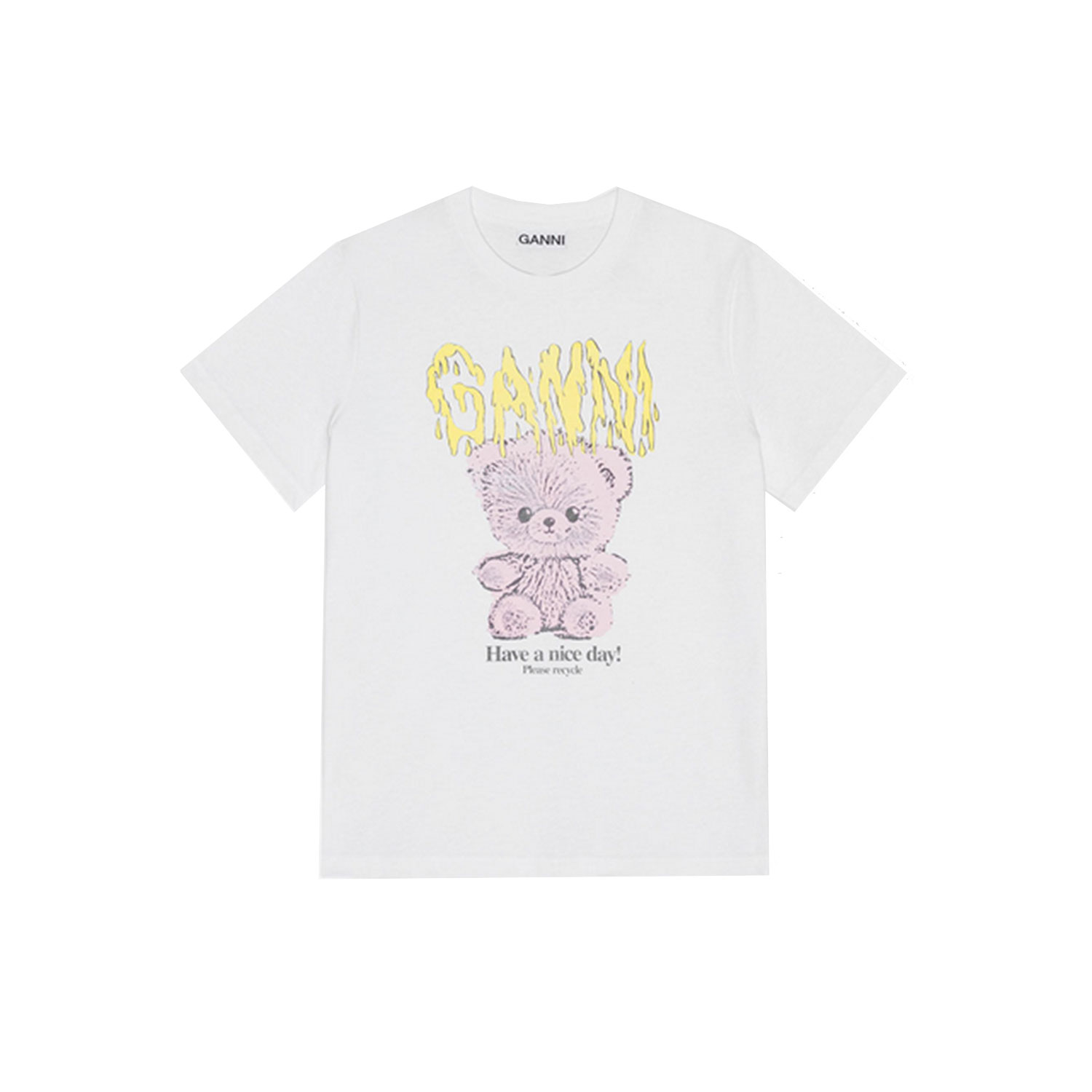 Ganni Teddy Relaxed T-Shirt Bright White