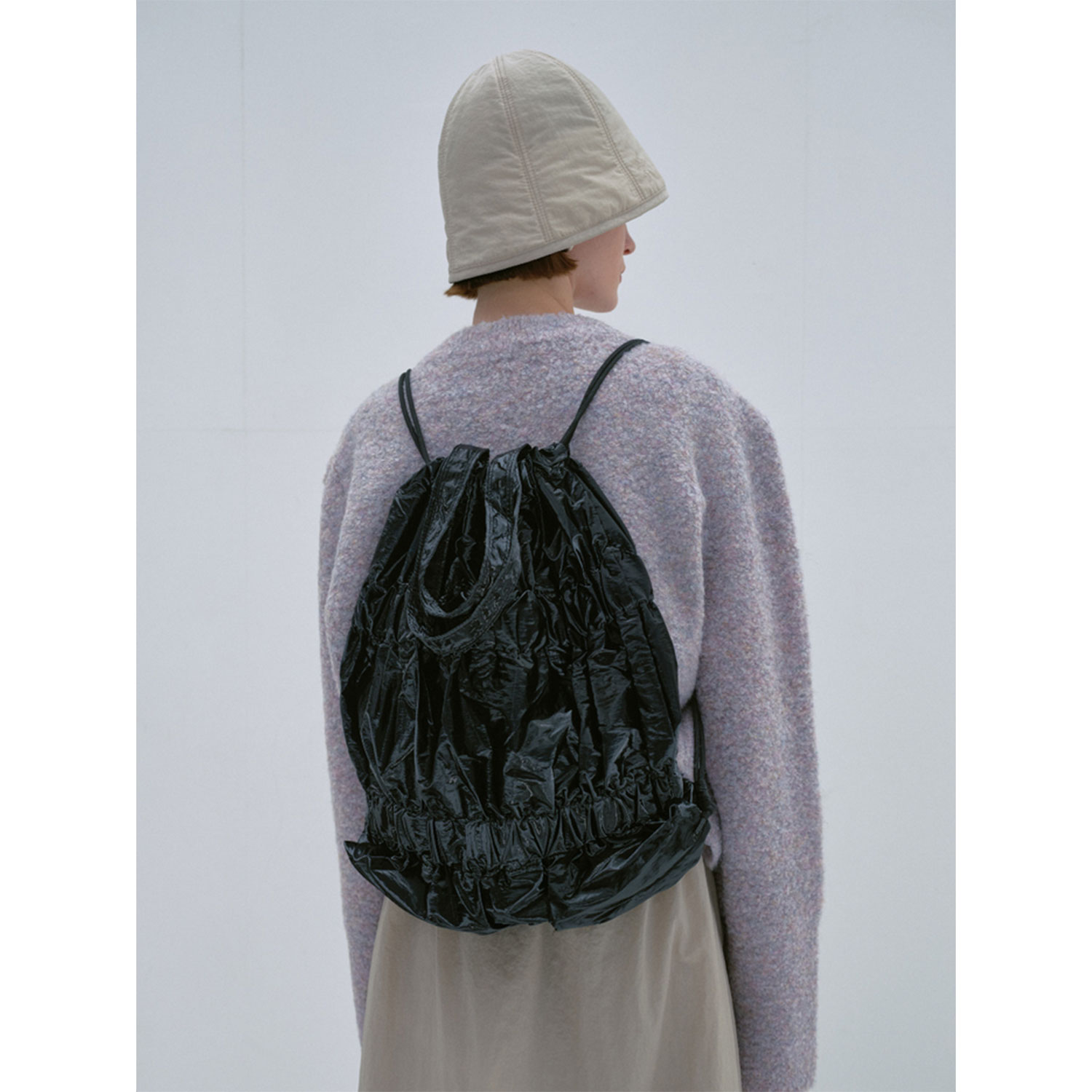 Tiered Banding Rucksack Glossy Black