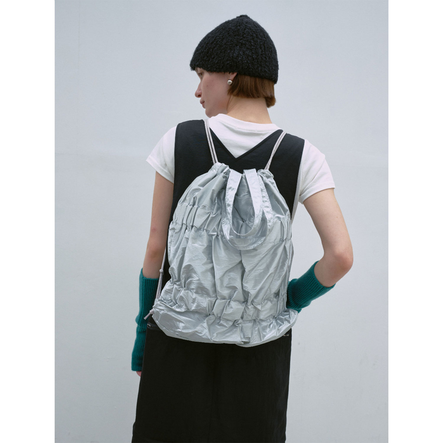 Tiered Banding Rucksack Silver