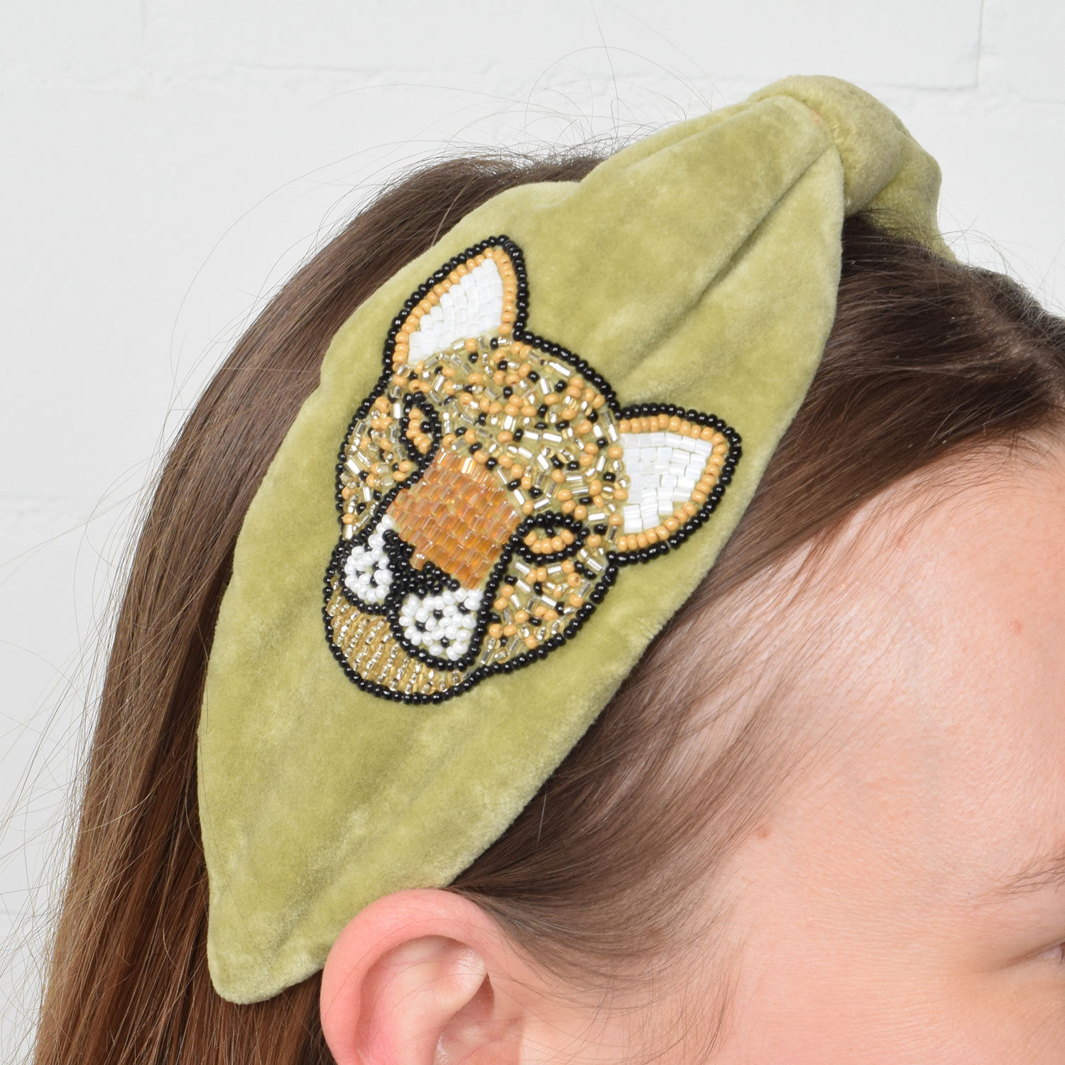 La Garçonne Accessoires Leopard Haarreif Light Olive