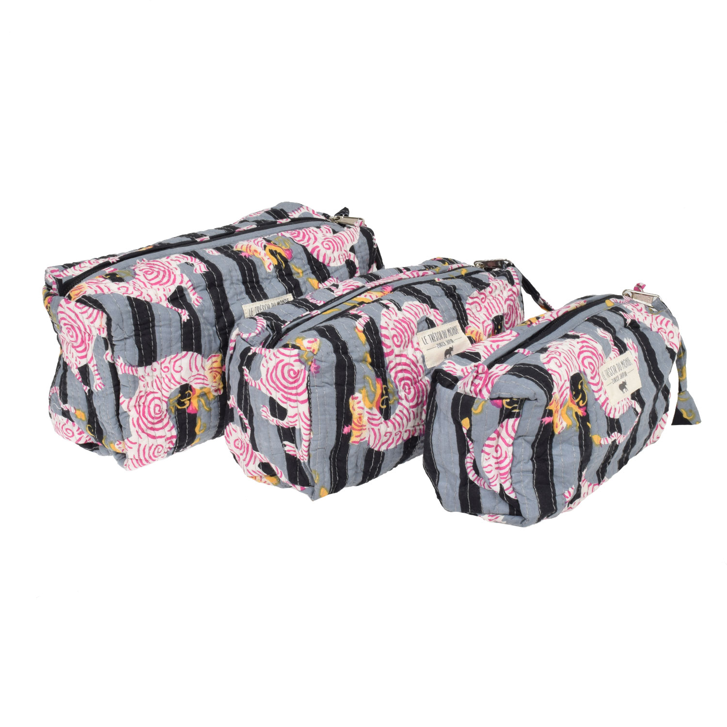 Le Trésor Du Monde Tiger Medium Necessaire Grey Stripes