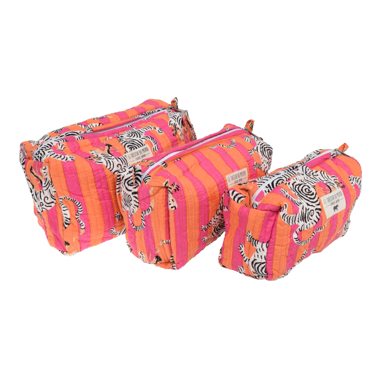 Le Trésor Du Monde Tiger Small Necessaire Orange Stripes