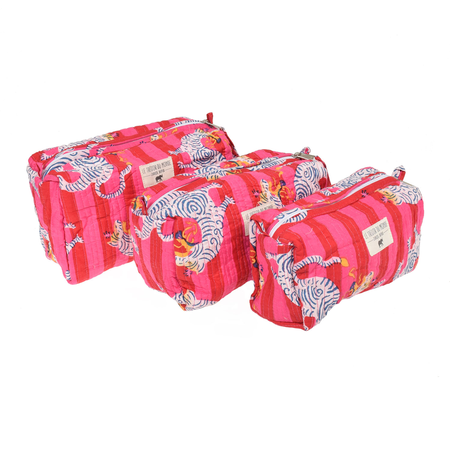 Le Trésor Du Monde Tiger Small Le Tresor Du Monde Necessaire Pink gestreift Set