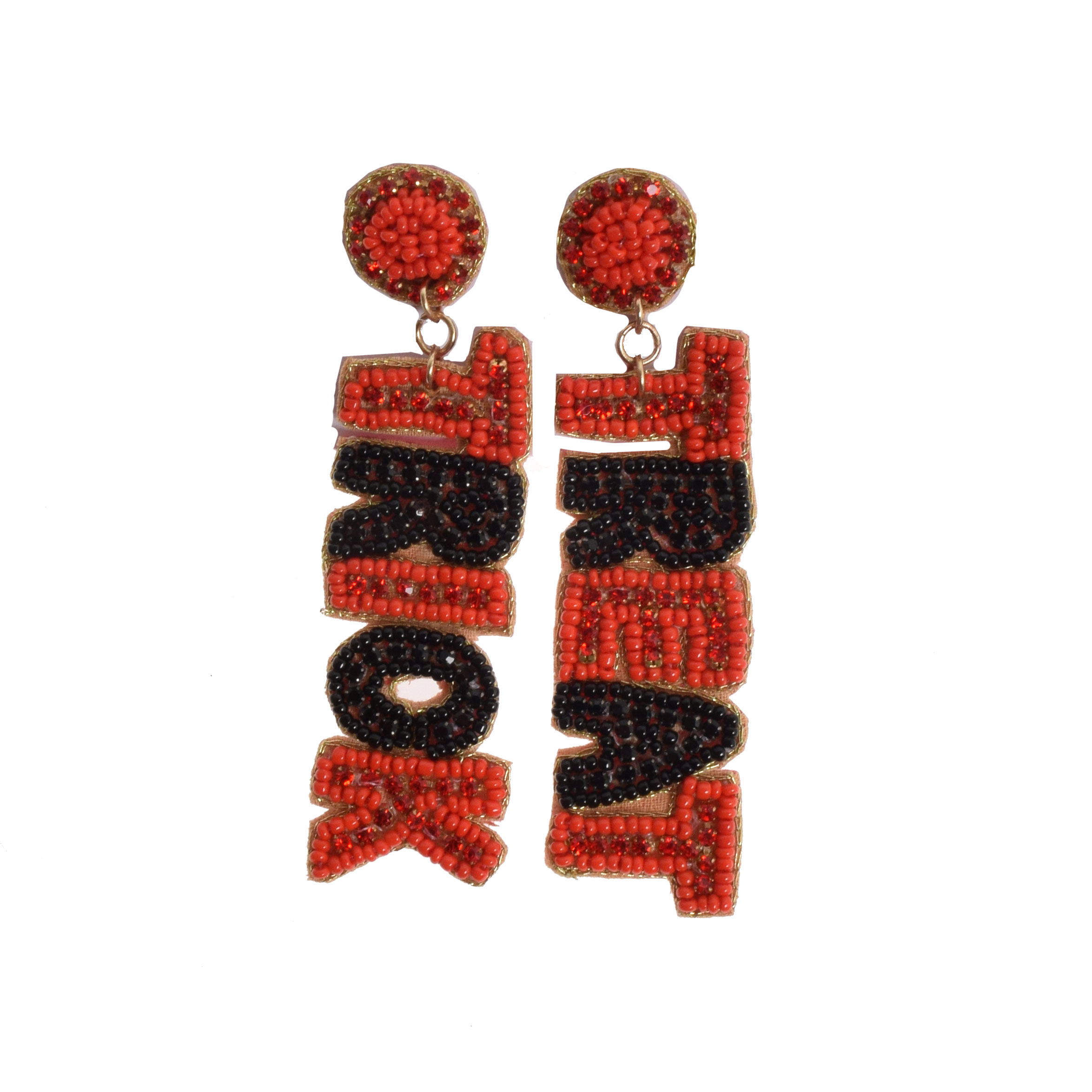 La Garçonne Bijoux Trick Treat Ohrstecker in Rot und Schwarz von La Garconne Bijoux vorne